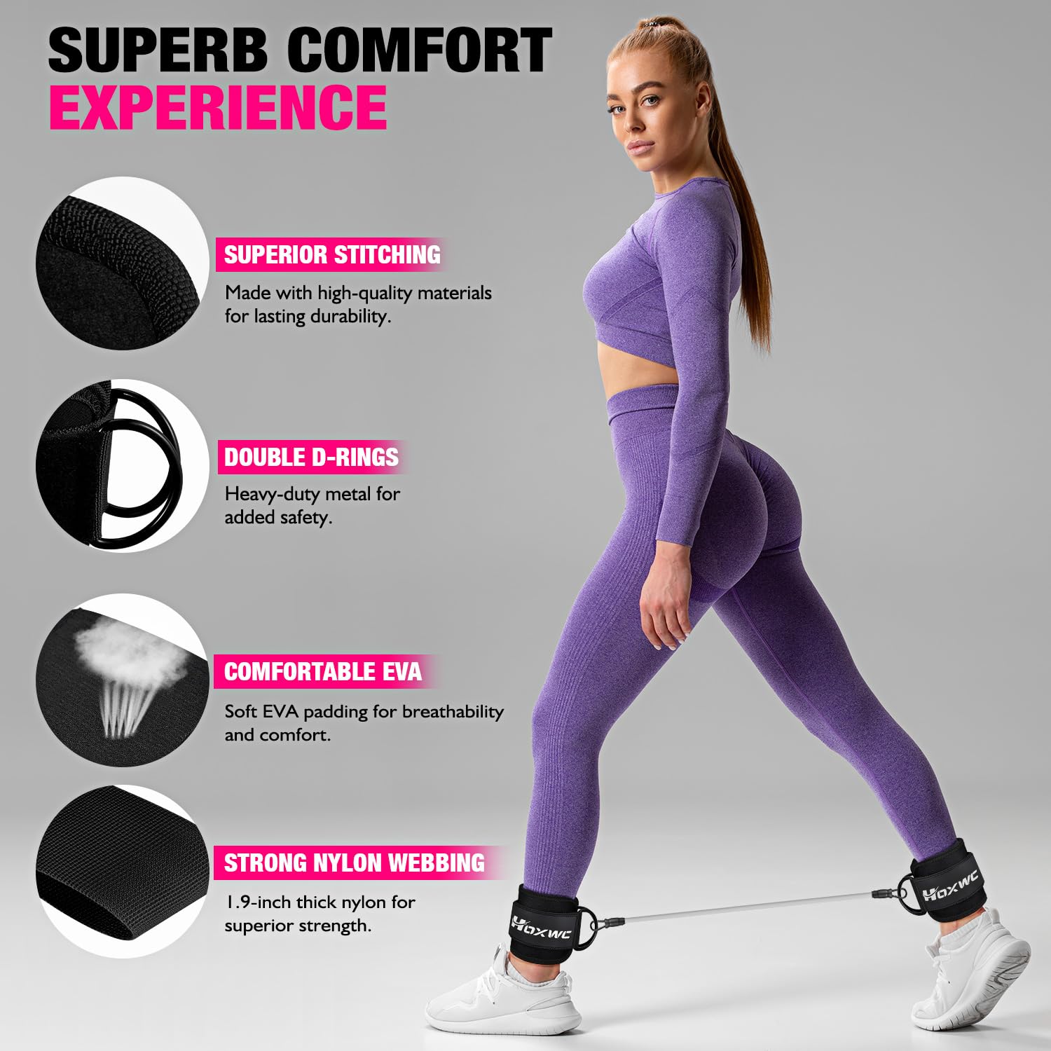 Ankle Resistance Bands with Cuffs, Ankle Bands for Working Out