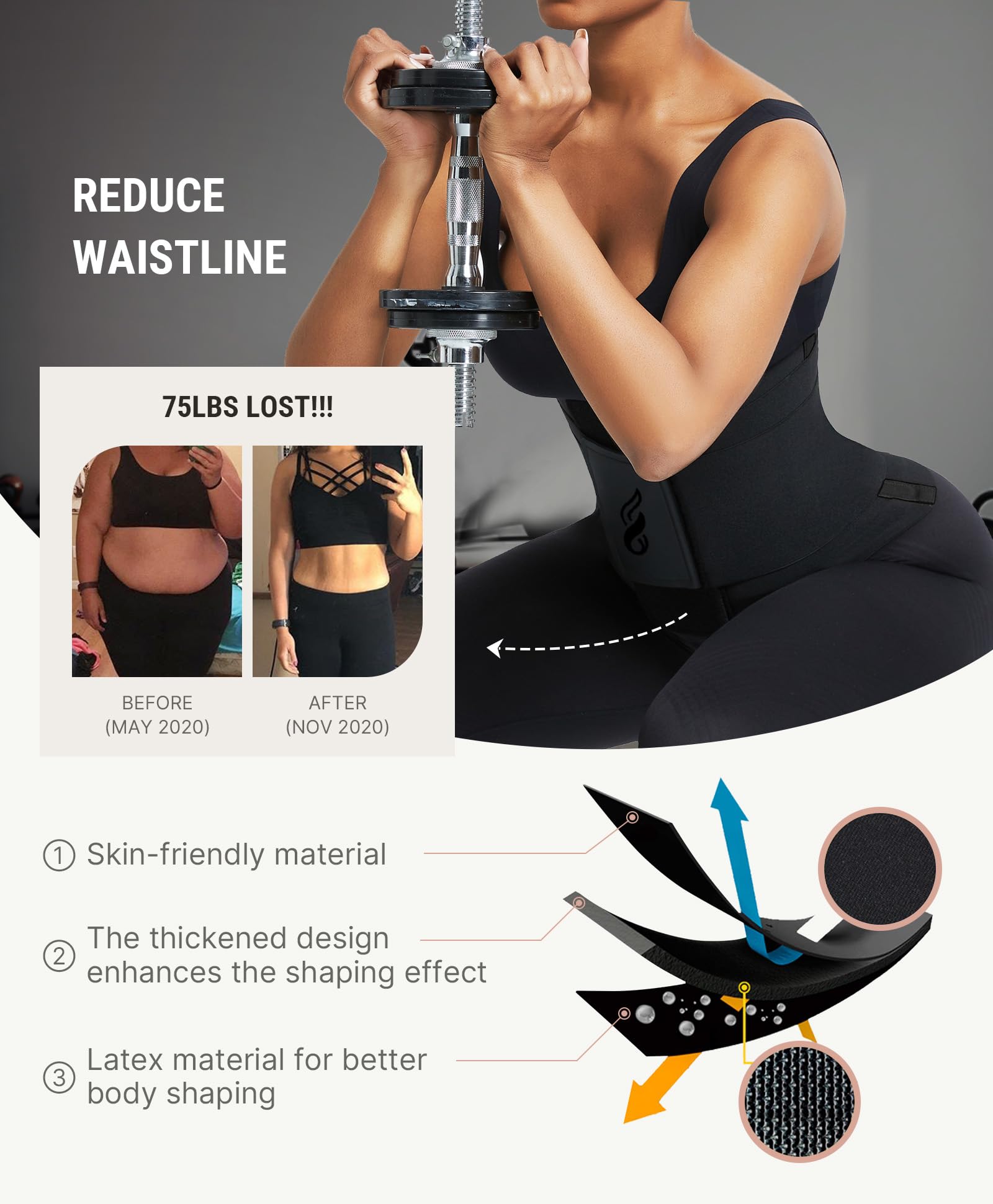 Waist Trainer Belt Waist Cincher Trimmer Ab Belt Tummy Control Body Shaper