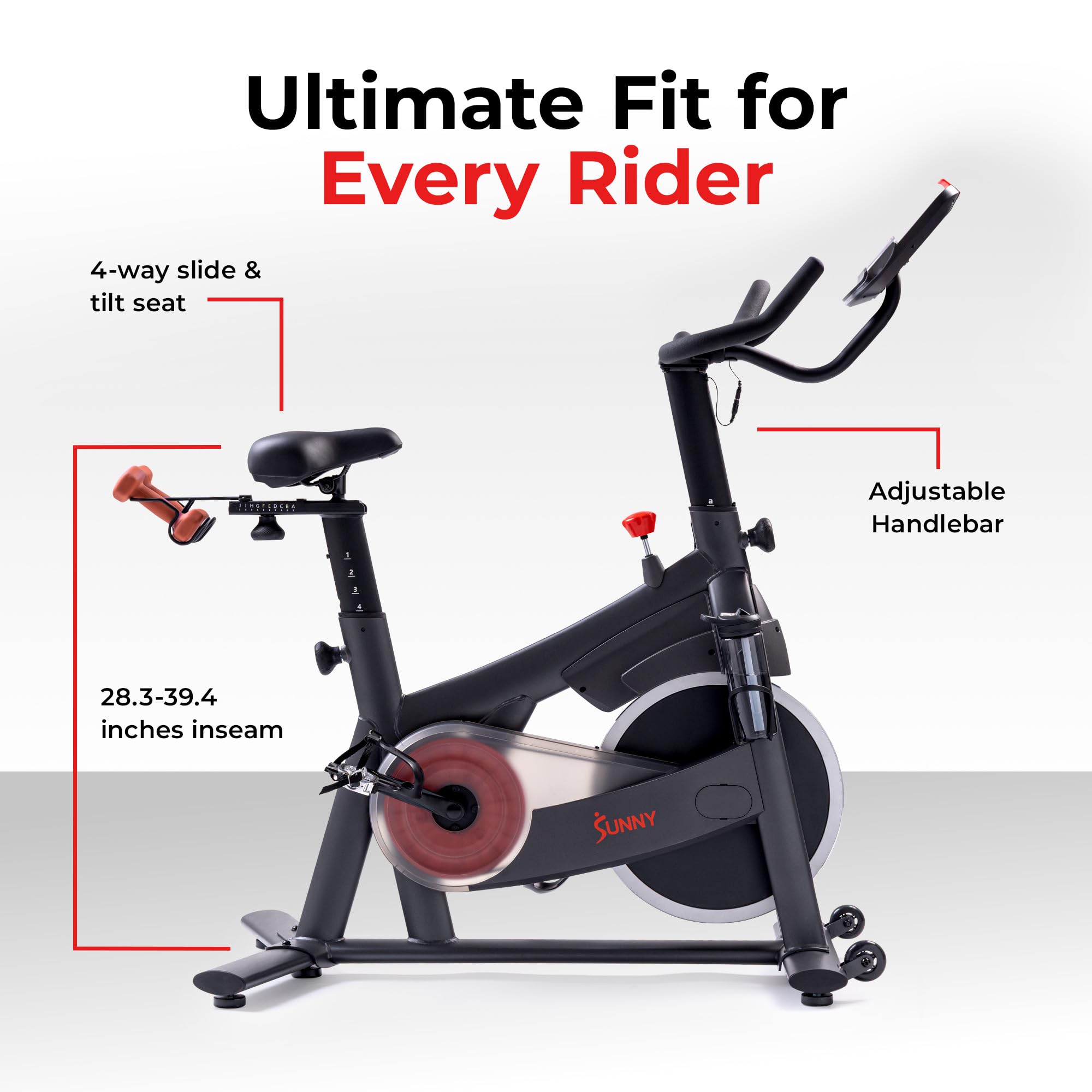 Fitness Smart Magnetic Indoor Cycling Bike, Stationary Exercise Cardio Equipment, Free SunnyFit Training App
