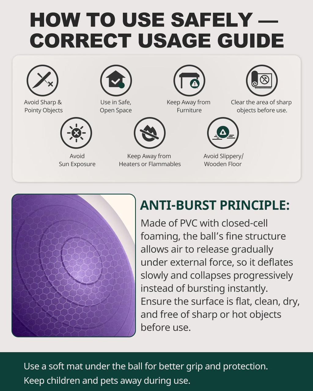 Exercise Ball for Yoga, Pilates & Fitness – Stability Ball Equipment for Home Gym & Office