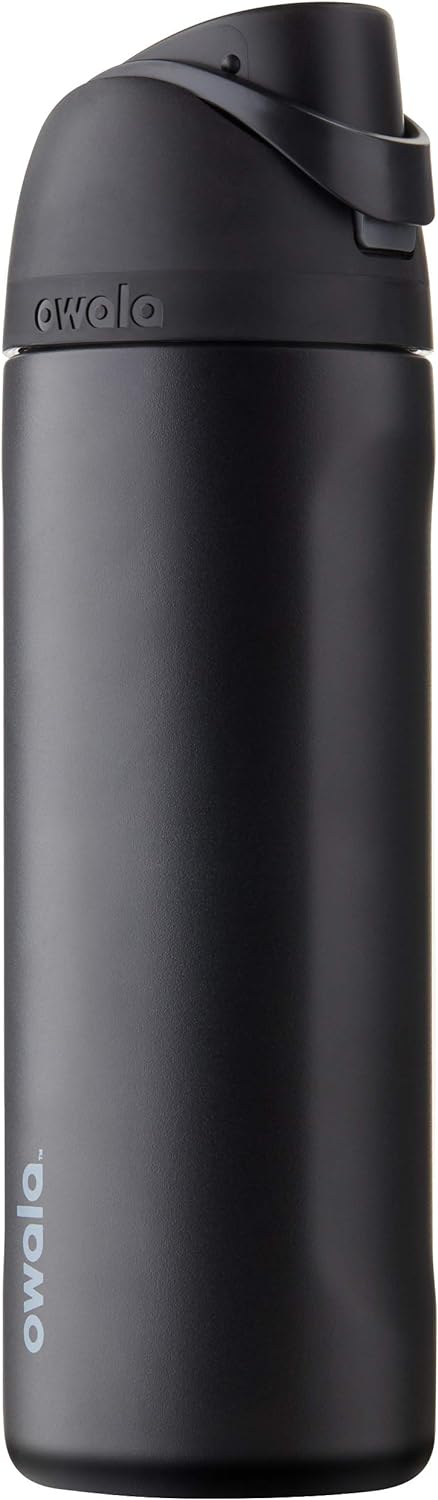FreeSip Insulated Stainless Steel Water Bottle with Straw, BPA-Free Sports Water Bottle, Great for Travel, 32 Oz, Very, Very Dark