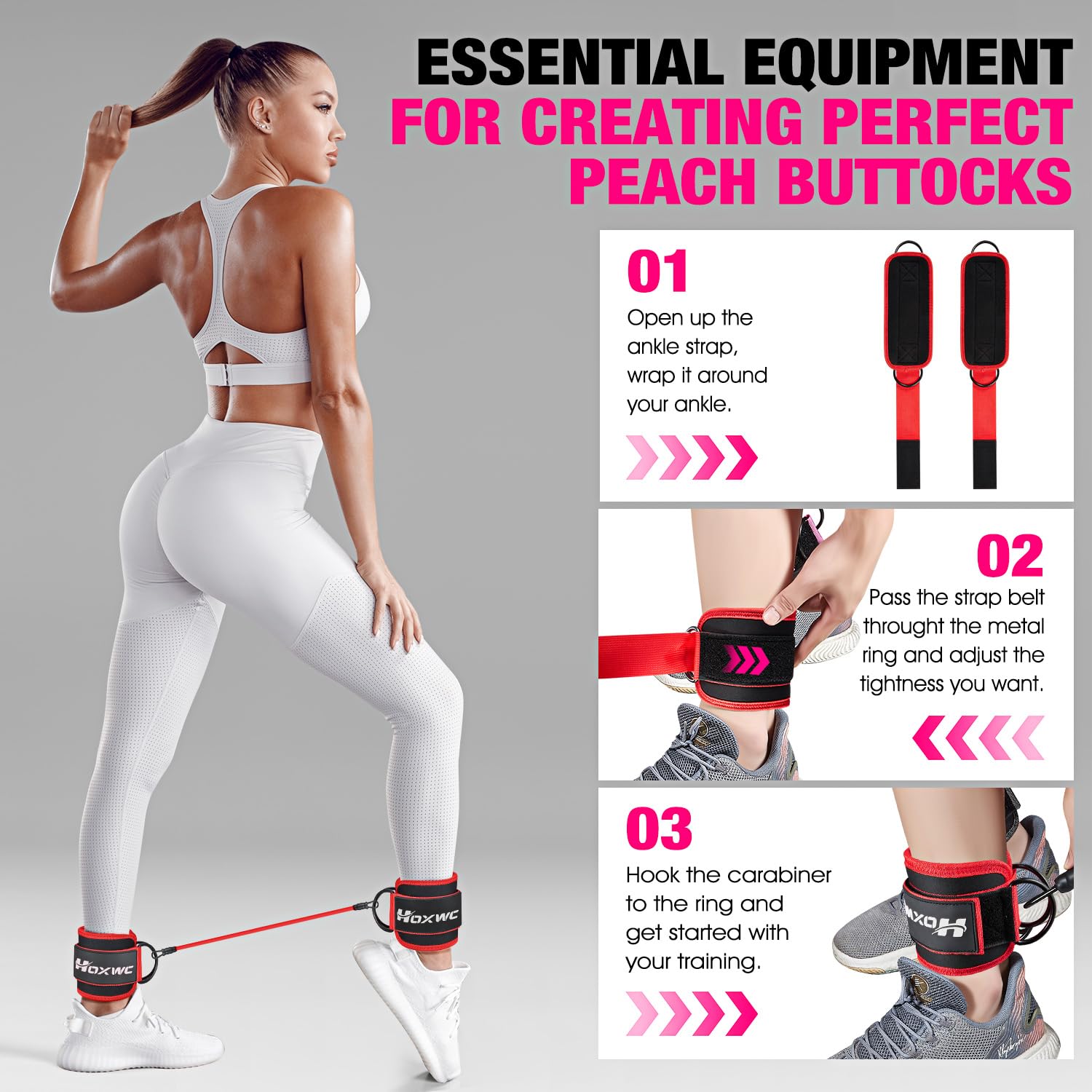 Ankle Resistance Bands with Cuffs, Ankle Bands for Working Out
