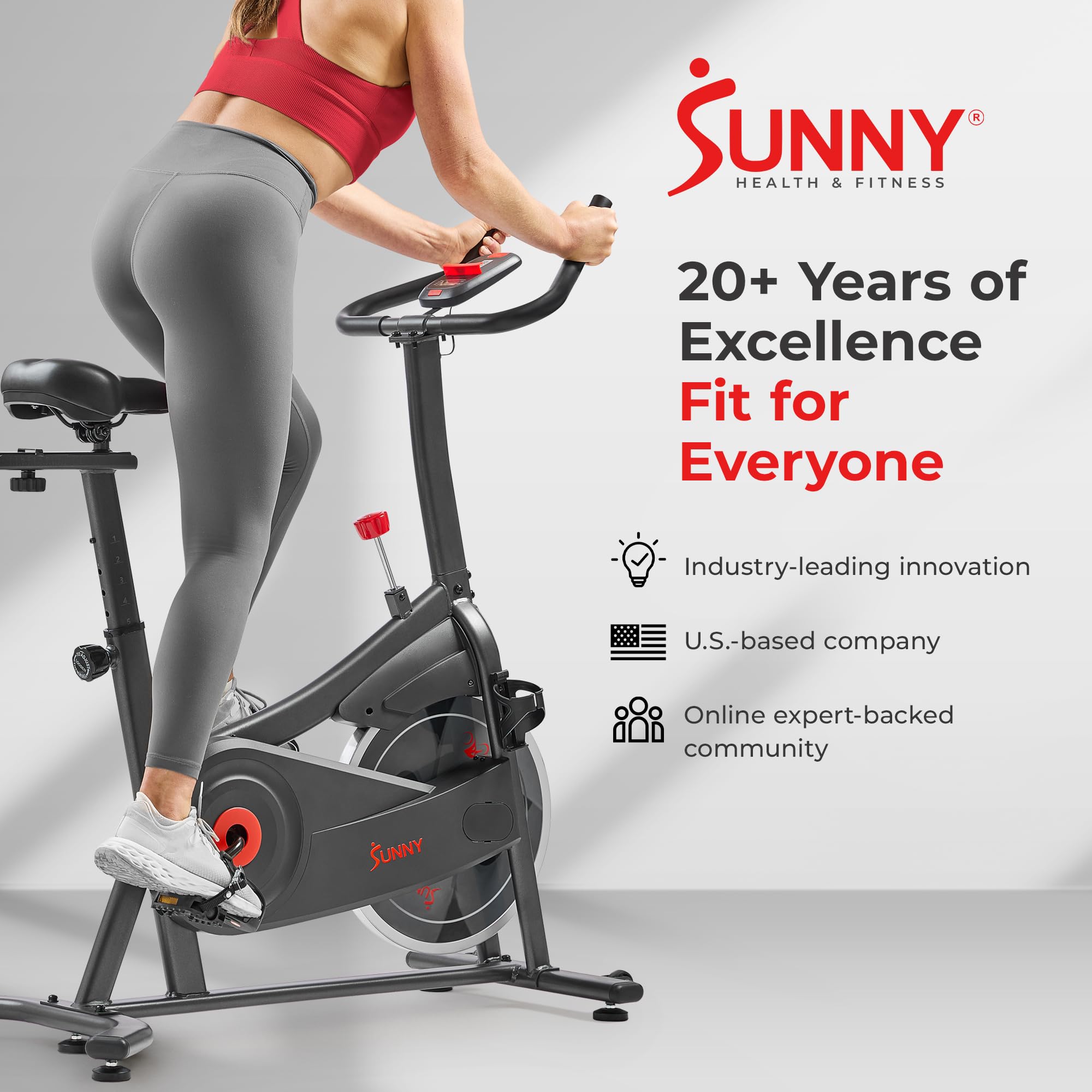 Fitness Smart Magnetic Indoor Cycling Bike, Stationary Exercise Cardio Equipment, Free SunnyFit Training App
