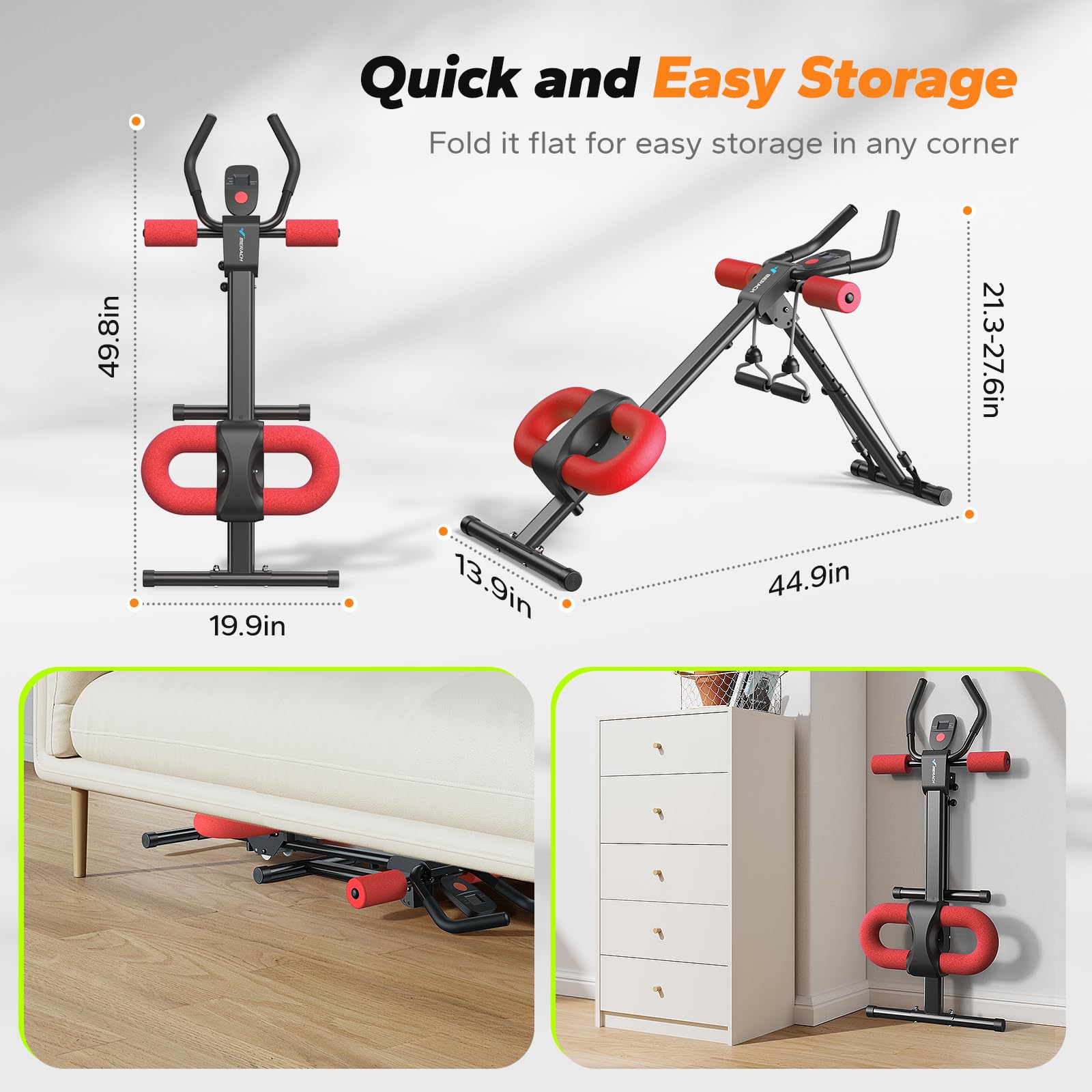 Ab Machine, Ab Workout Equipment, Adjustable Ab Trainer Machine, Abdominal Trainer for Stomach Workout