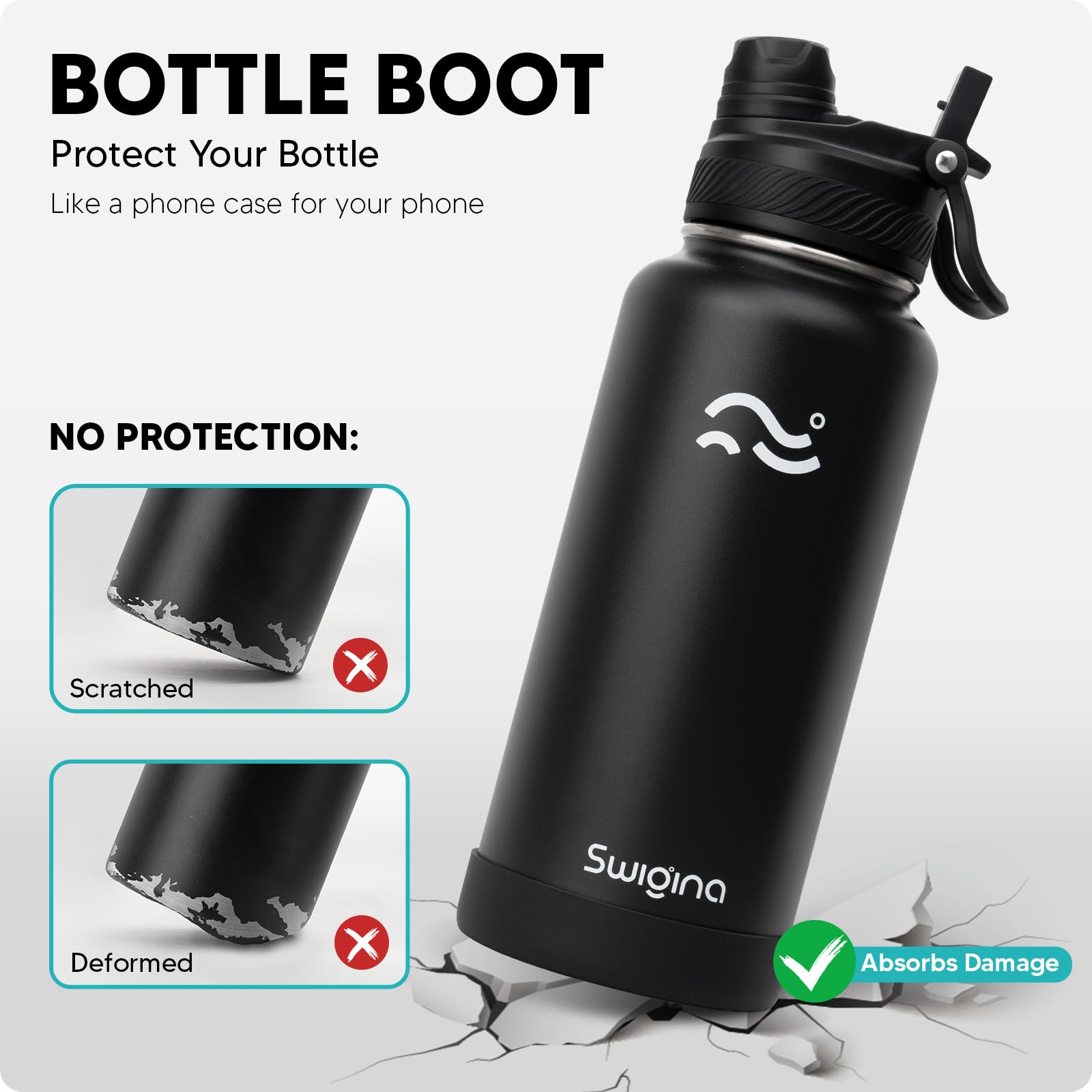 Insulated Water Bottle with Silicone Boot (36hrs Cold/18hrs Hot)