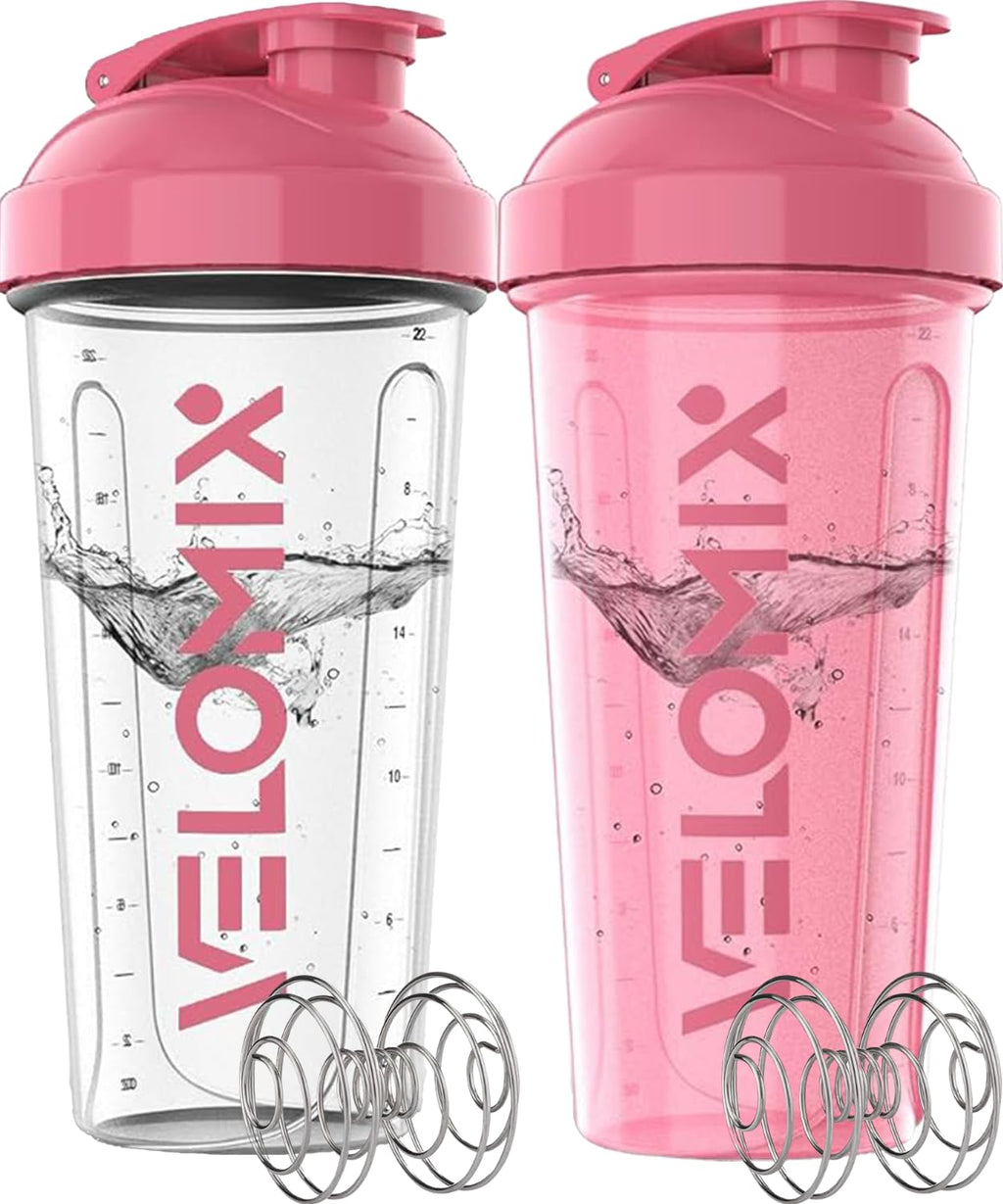 2 Pack- 28 oz Protein Shaker Bottles for Protein Mixes - 2x Wire Whisk | Leak Proof Shaker Cups for Protein Shakes
