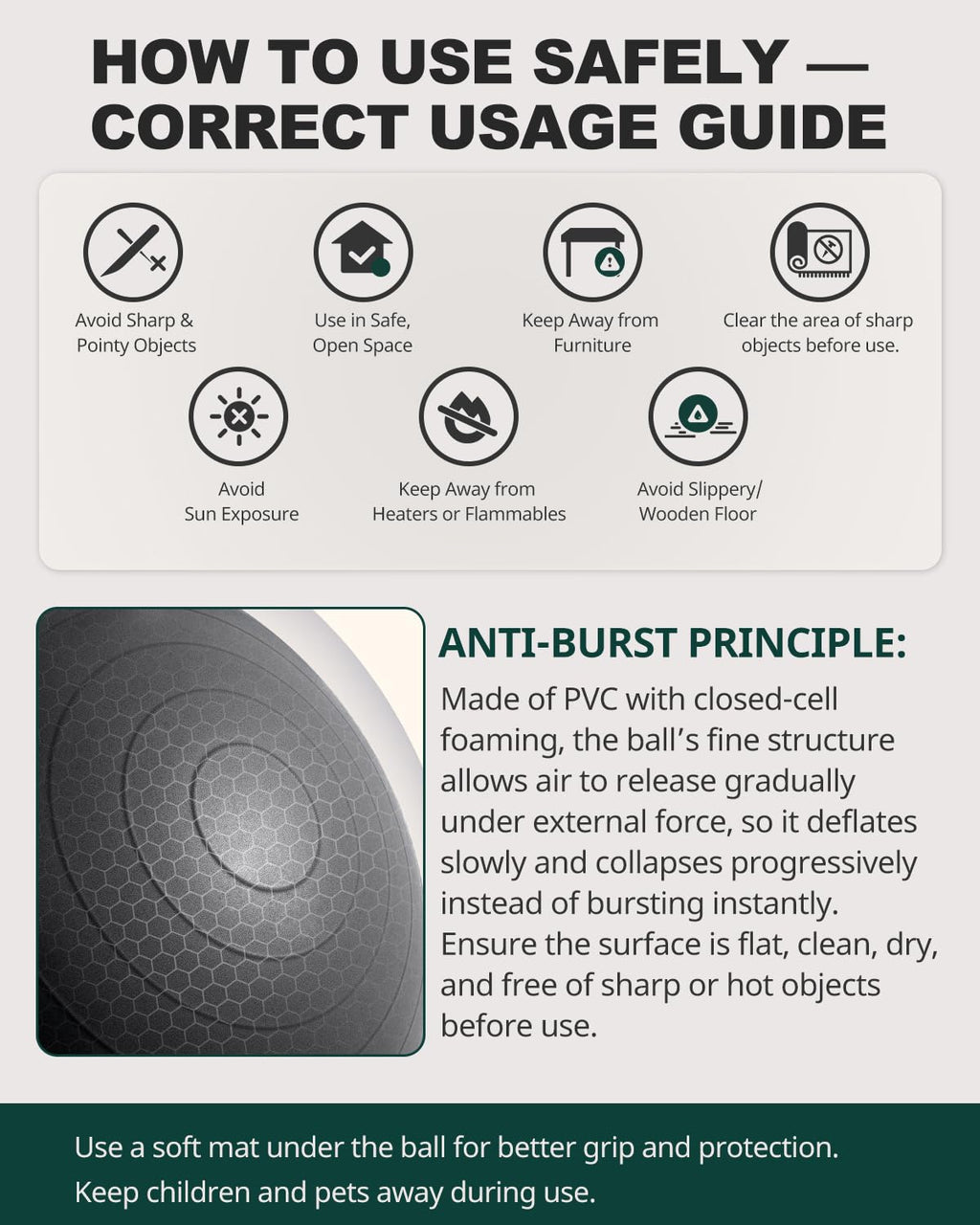 Exercise Ball for Yoga, Pilates & Fitness – Stability Ball Equipment for Home Gym & Office