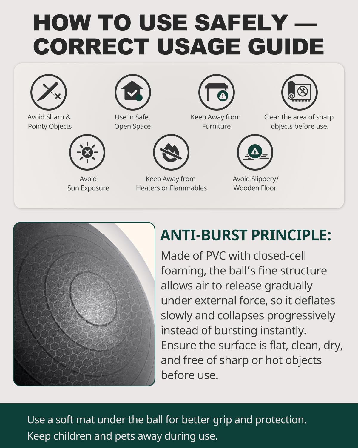 Exercise Ball for Yoga, Pilates & Fitness – Stability Ball Equipment for Home Gym & Office
