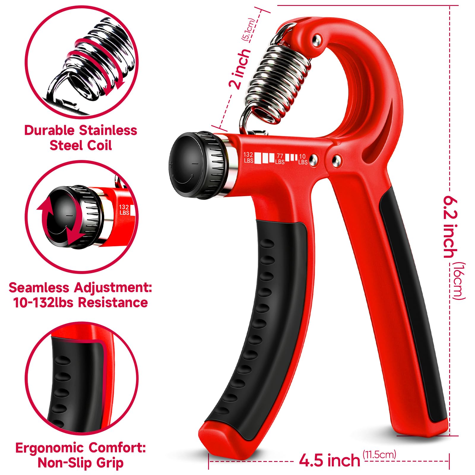 Grip Strengthener Forearm Strengthener Hand Grips Strengthener Kit - 5 Pack Adjustable Resistance