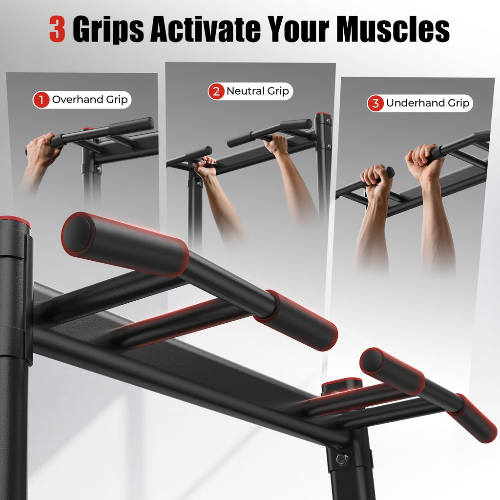 Pull Up Bar Station, 450LBS Stable Pull Up Dip Station for Home Gym Strength Training Equipment | FED Fitness