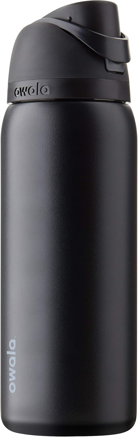 FreeSip Insulated Stainless Steel Water Bottle with Straw, BPA-Free Sports Water Bottle, Great for Travel, 32 Oz, Very, Very Dark