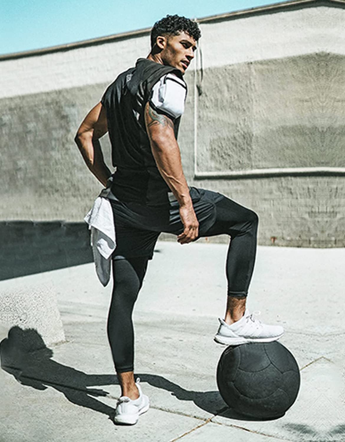 Men's 2 in 1 Running Pants, Gym Workout Compression Pants