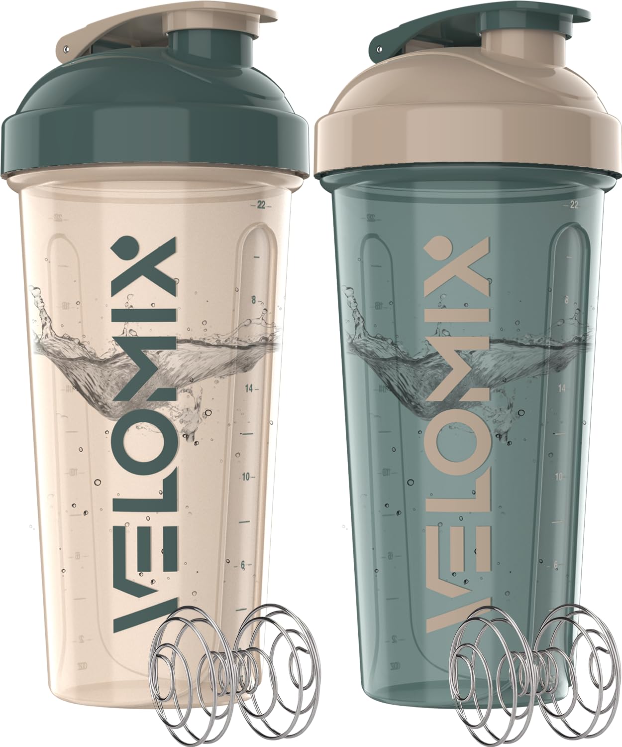 2 Pack- 28 oz Protein Shaker Bottles for Protein Mixes - 2x Wire Whisk | Leak Proof Shaker Cups for Protein Shakes