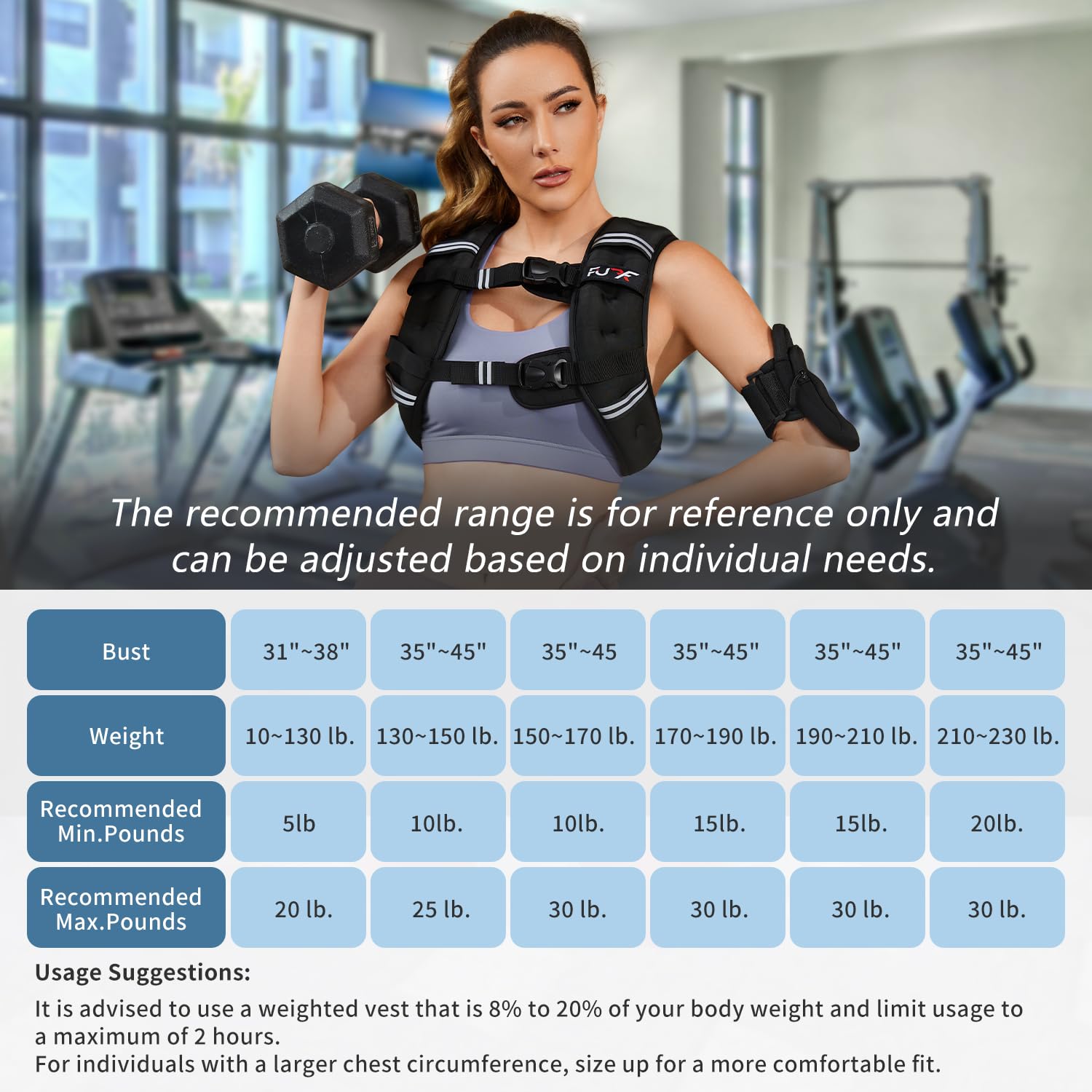 Weighted Vest Woman, Reflective Stripe Body Vest for Workout Running Jogging Fitness