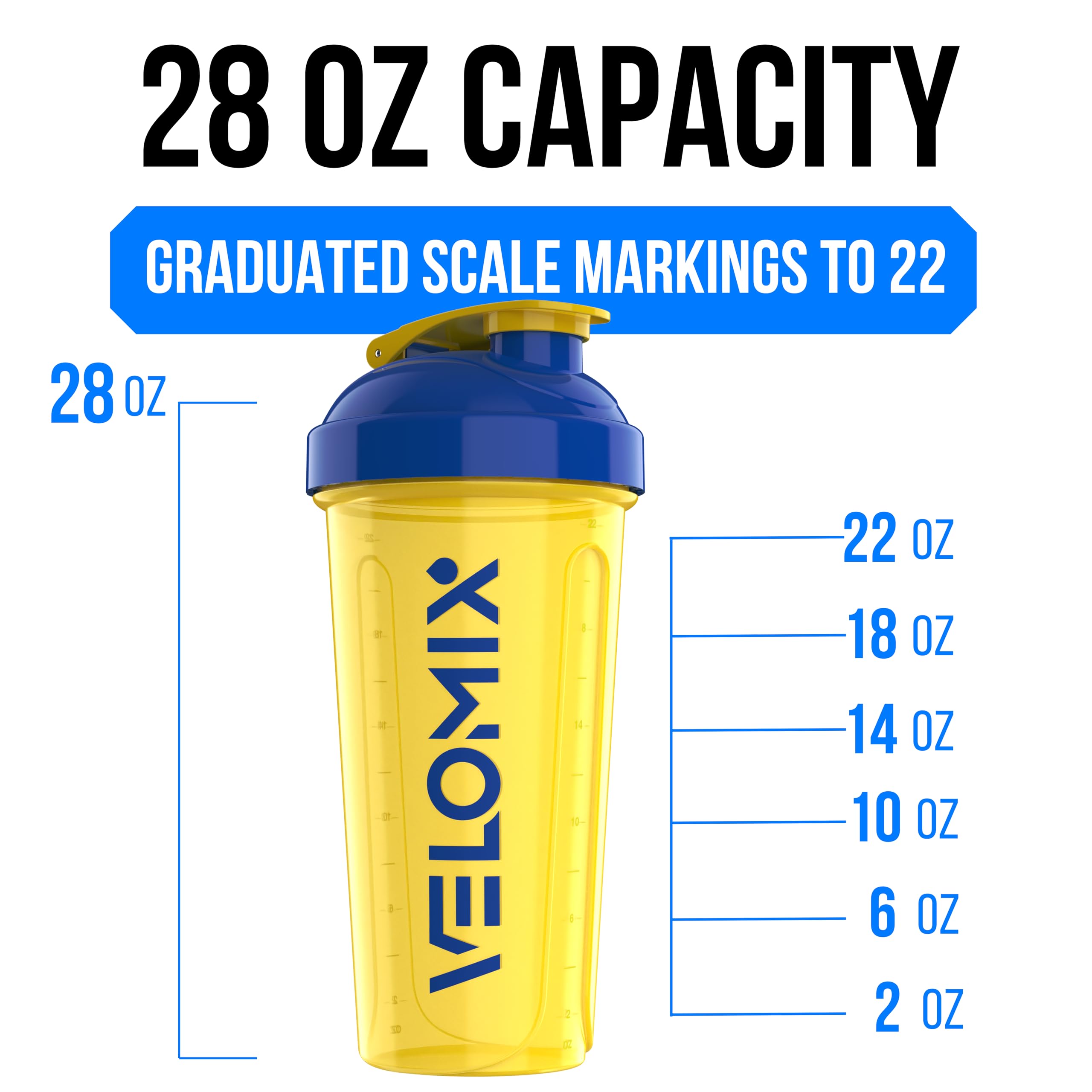 2 Pack- 28 oz Protein Shaker Bottles for Protein Mixes - 2x Wire Whisk | Leak Proof Shaker Cups for Protein Shakes
