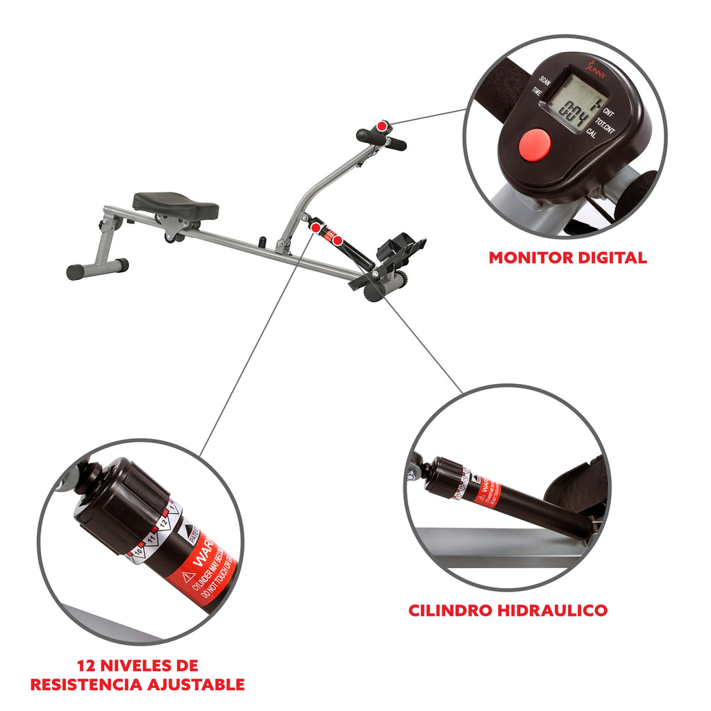 Fitness Compact Adjustable Rowing Machine with 12 Levels of Resistance for Complete Body Workouts