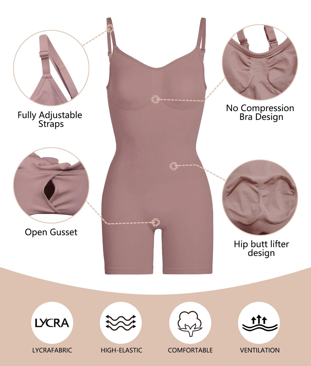 Women Tummy Control Bodysuit Mid Thigh Body Shaper Shorts for a Lifted Look