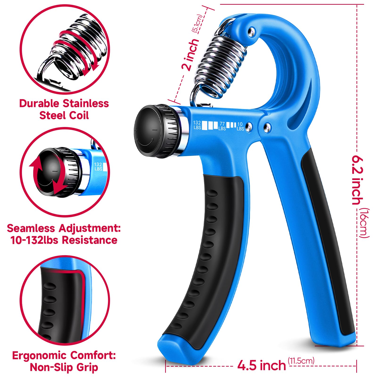 Grip Strengthener Forearm Strengthener Hand Grips Strengthener Kit - 5 Pack Adjustable Resistance