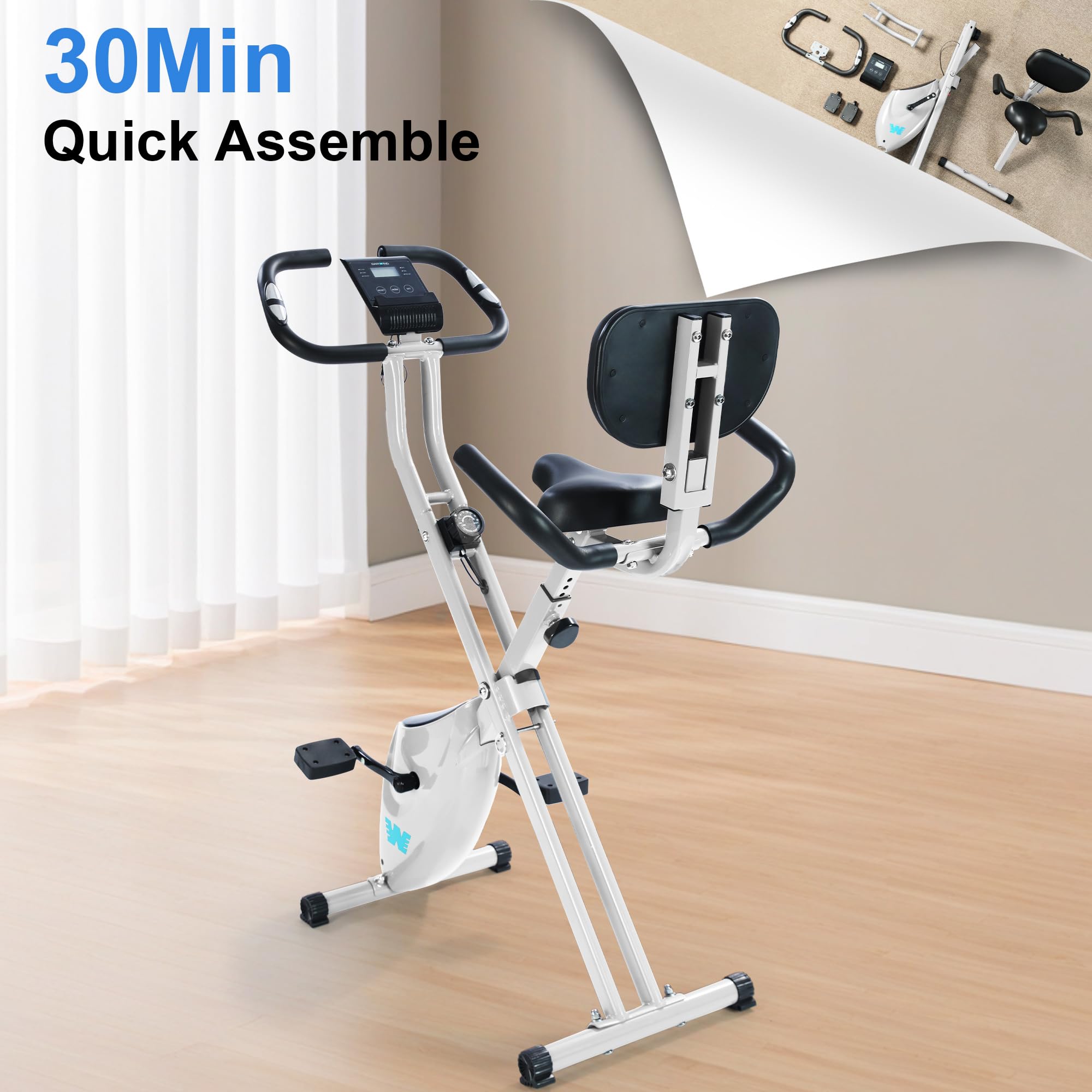 Stationary Exercise Bike for Home Workout, 5 IN 1 Foldable Indoor Cycling Bike