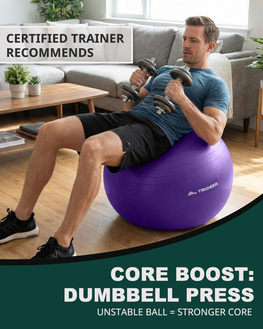 Exercise Ball for Yoga, Pilates & Fitness – Stability Ball Equipment for Home Gym & Office