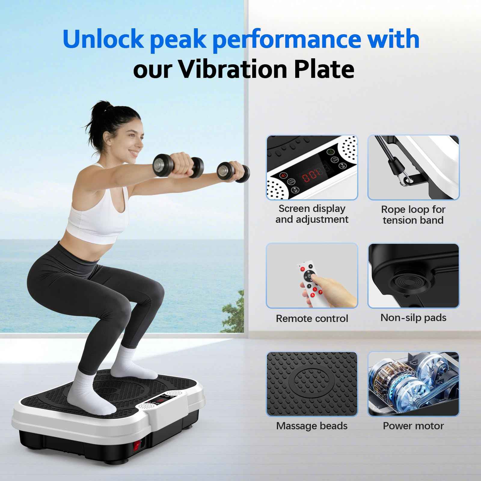 Vibration Plate Exercise Machine, Curved Vibration Plate for Lymphatic Drainage Weight Loss