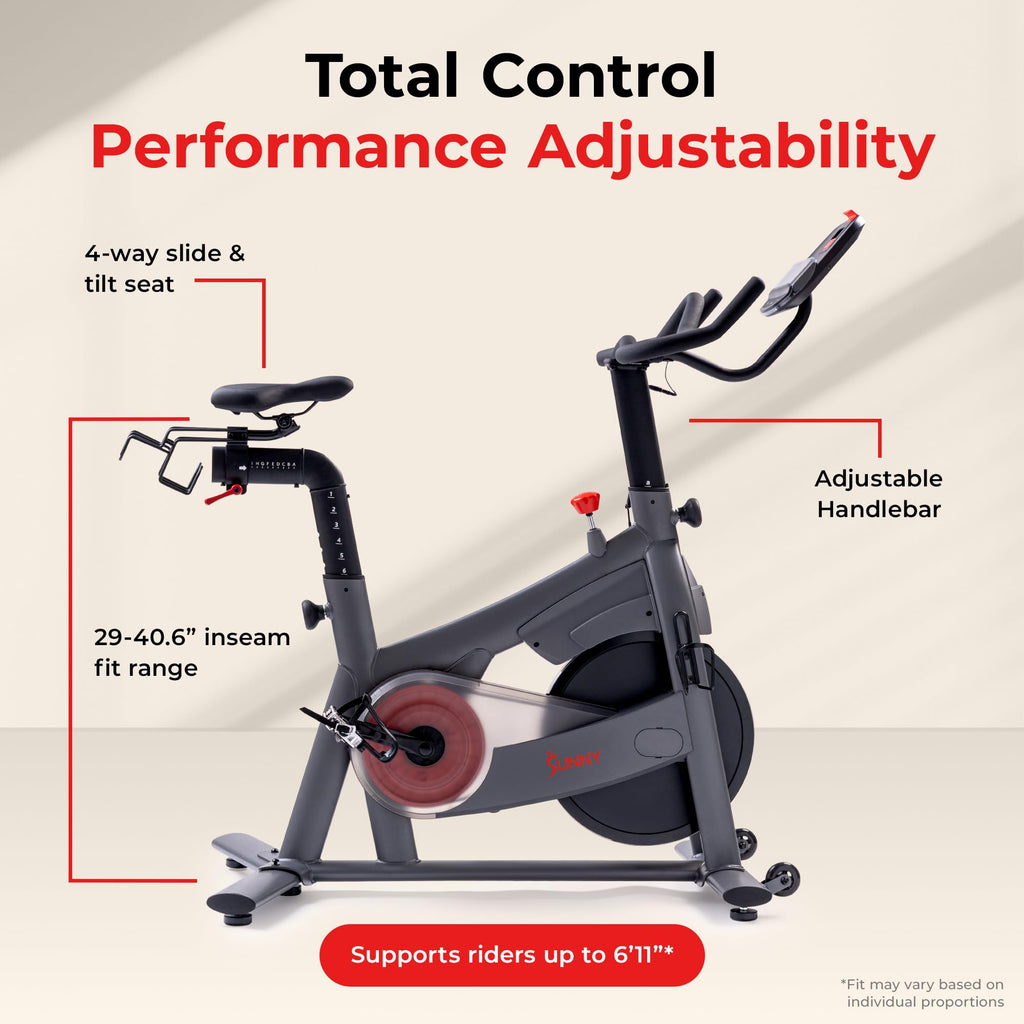 Fitness Smart Magnetic Indoor Cycling Bike, Stationary Exercise Cardio Equipment, Free SunnyFit Training App