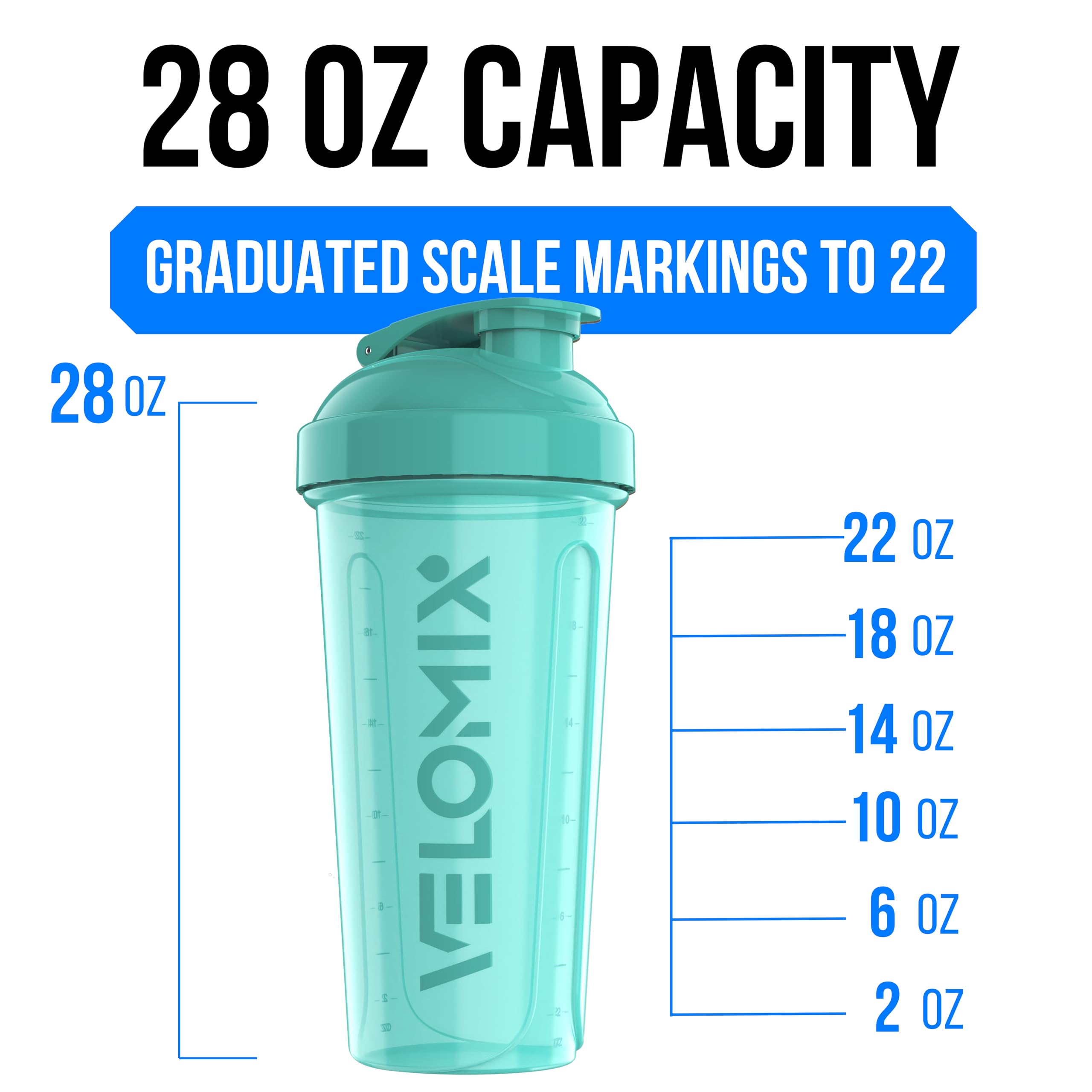 2 Pack- 28 oz Protein Shaker Bottles for Protein Mixes - 2x Wire Whisk | Leak Proof Shaker Cups for Protein Shakes