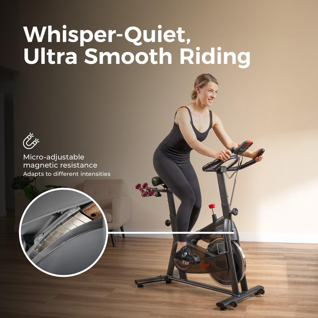 Fitness Smart Magnetic Indoor Cycling Bike, Stationary Exercise Cardio Equipment, Free SunnyFit Training App