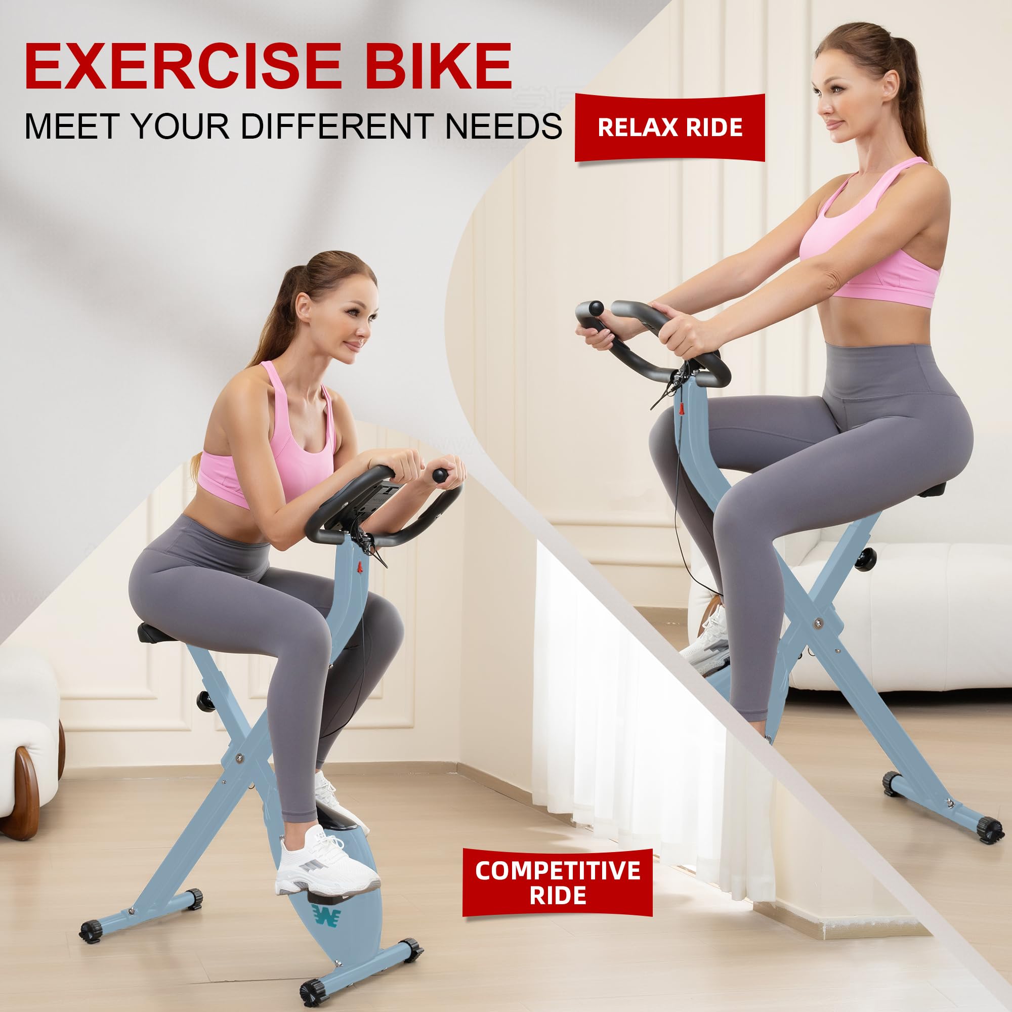 Stationary Exercise Bike for Home Workout, 5 IN 1 Foldable Indoor Cycling Bike