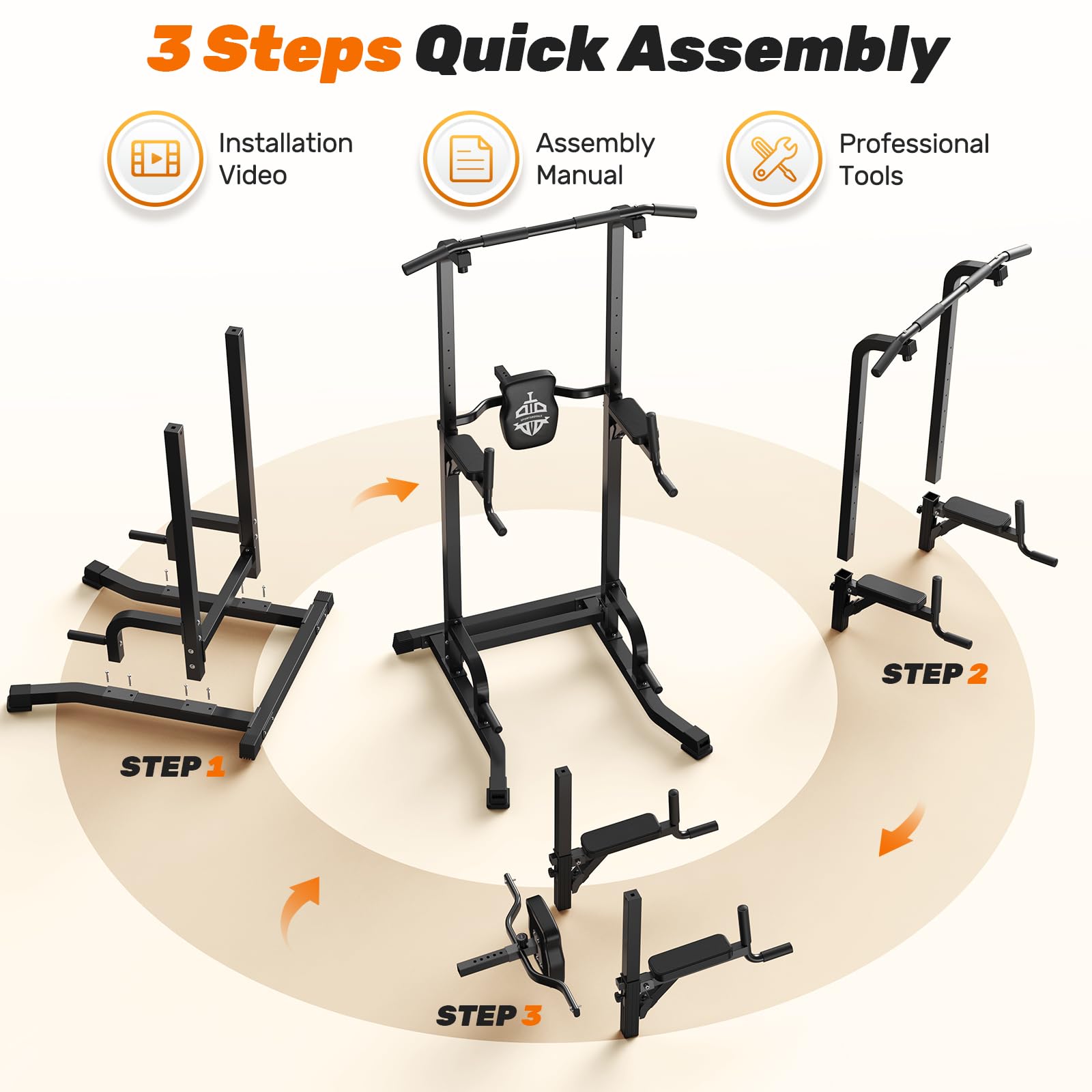 Pull Up Bar Station, 450LBS Stable Pull Up Dip Station for Home Gym Strength Training Equipment | FED Fitness