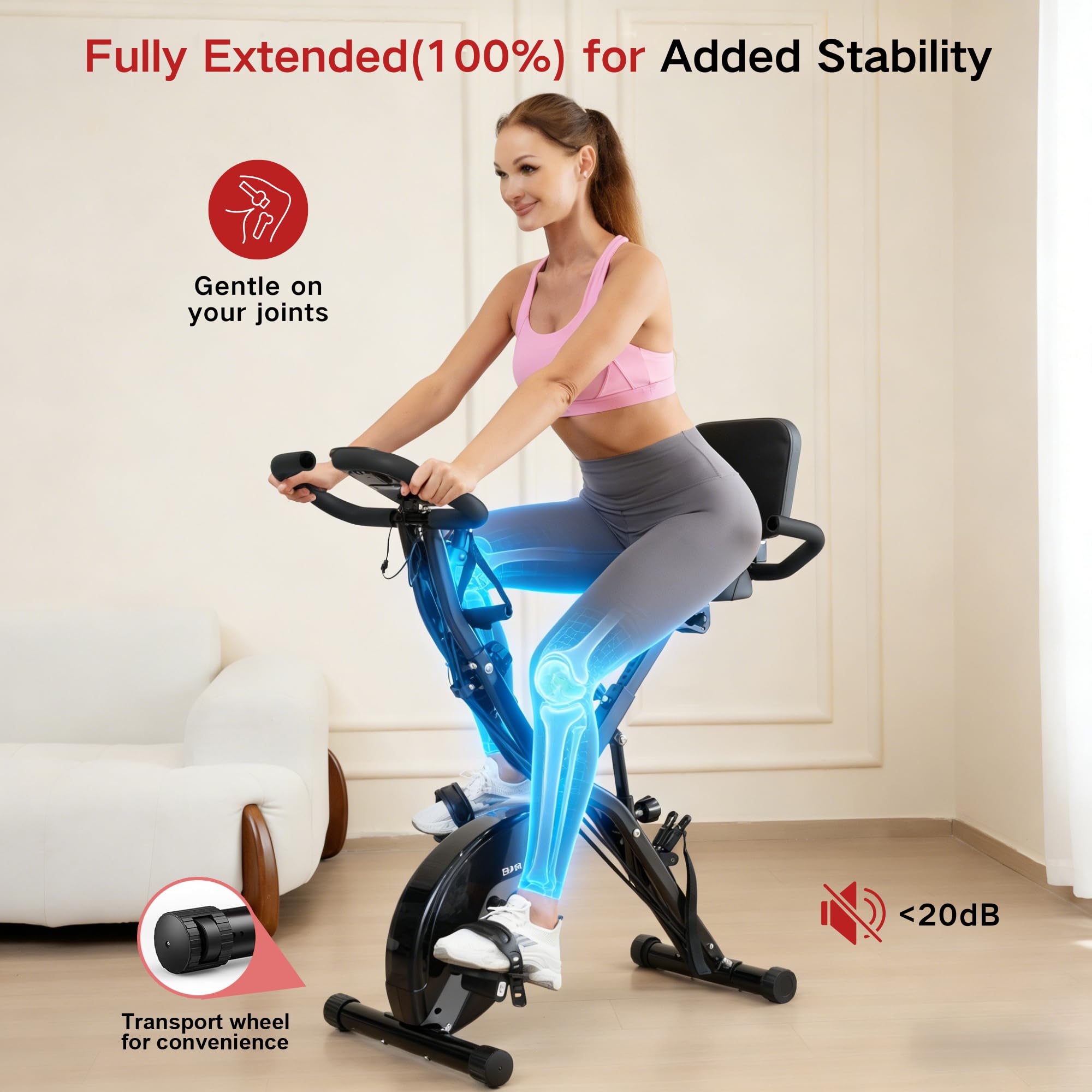 Stationary Exercise Bike for Home Workout, 5 IN 1 Foldable Indoor Cycling Bike