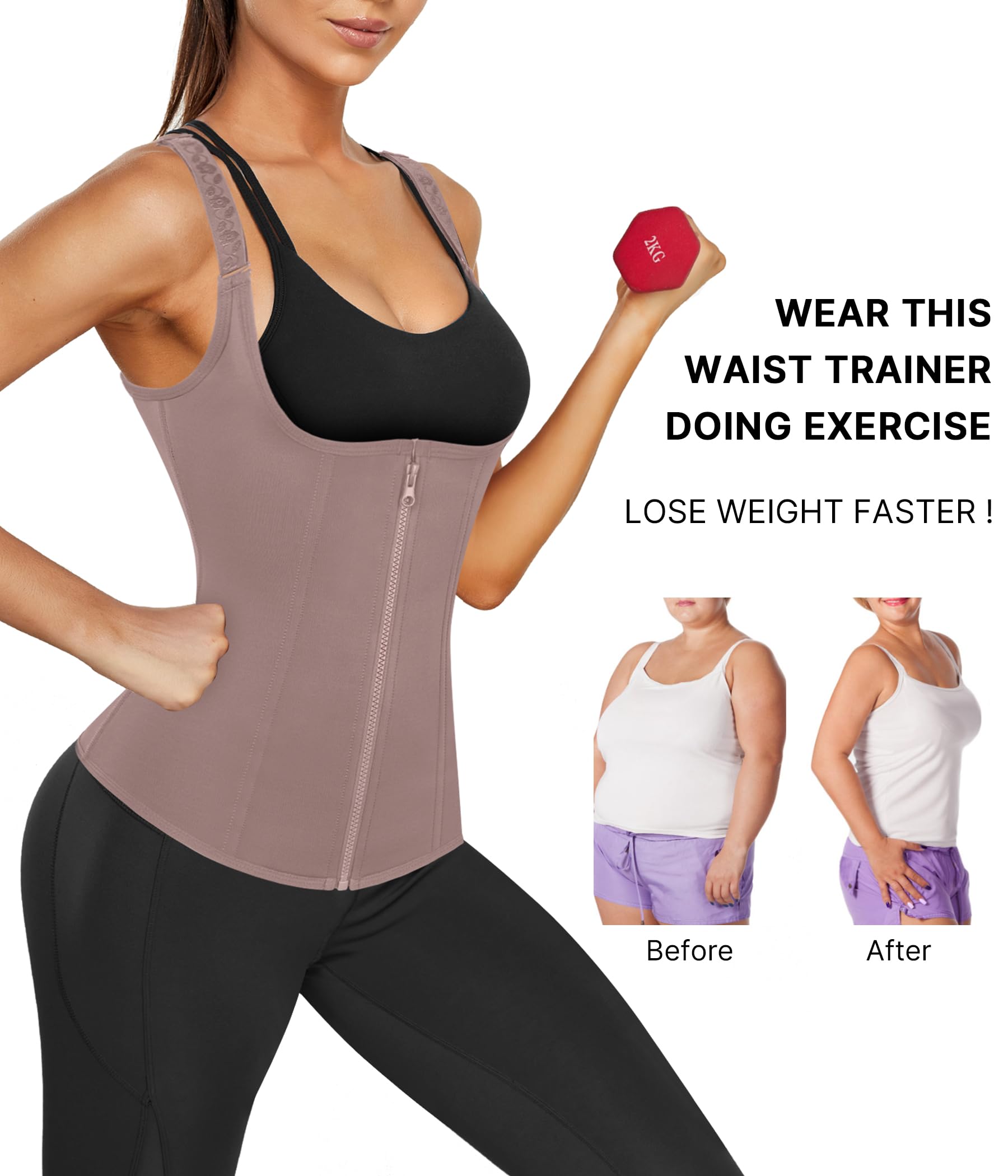 Waist Trainer for Women Corset Shapewear with Zipper