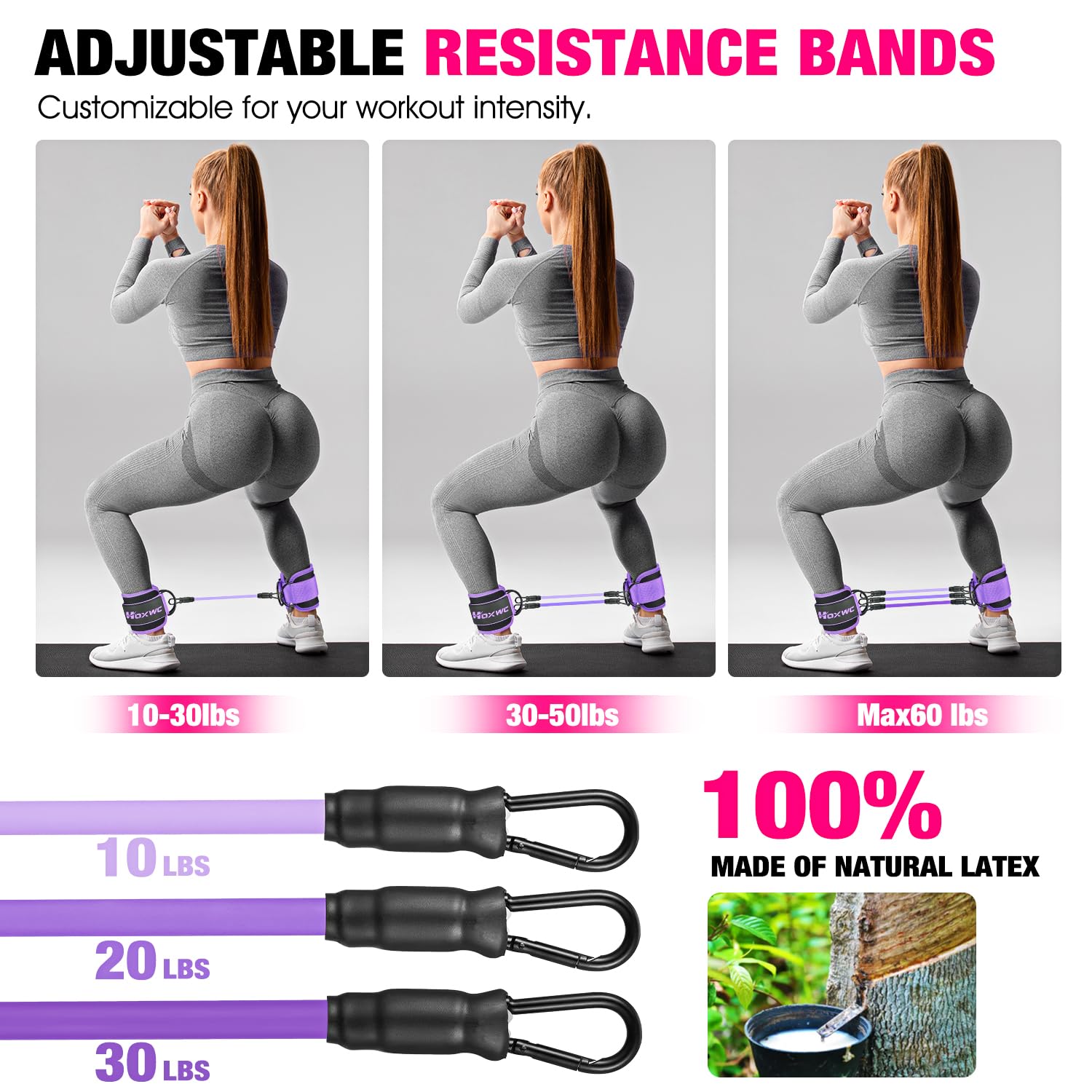 Ankle Resistance Bands with Cuffs, Ankle Bands for Working Out