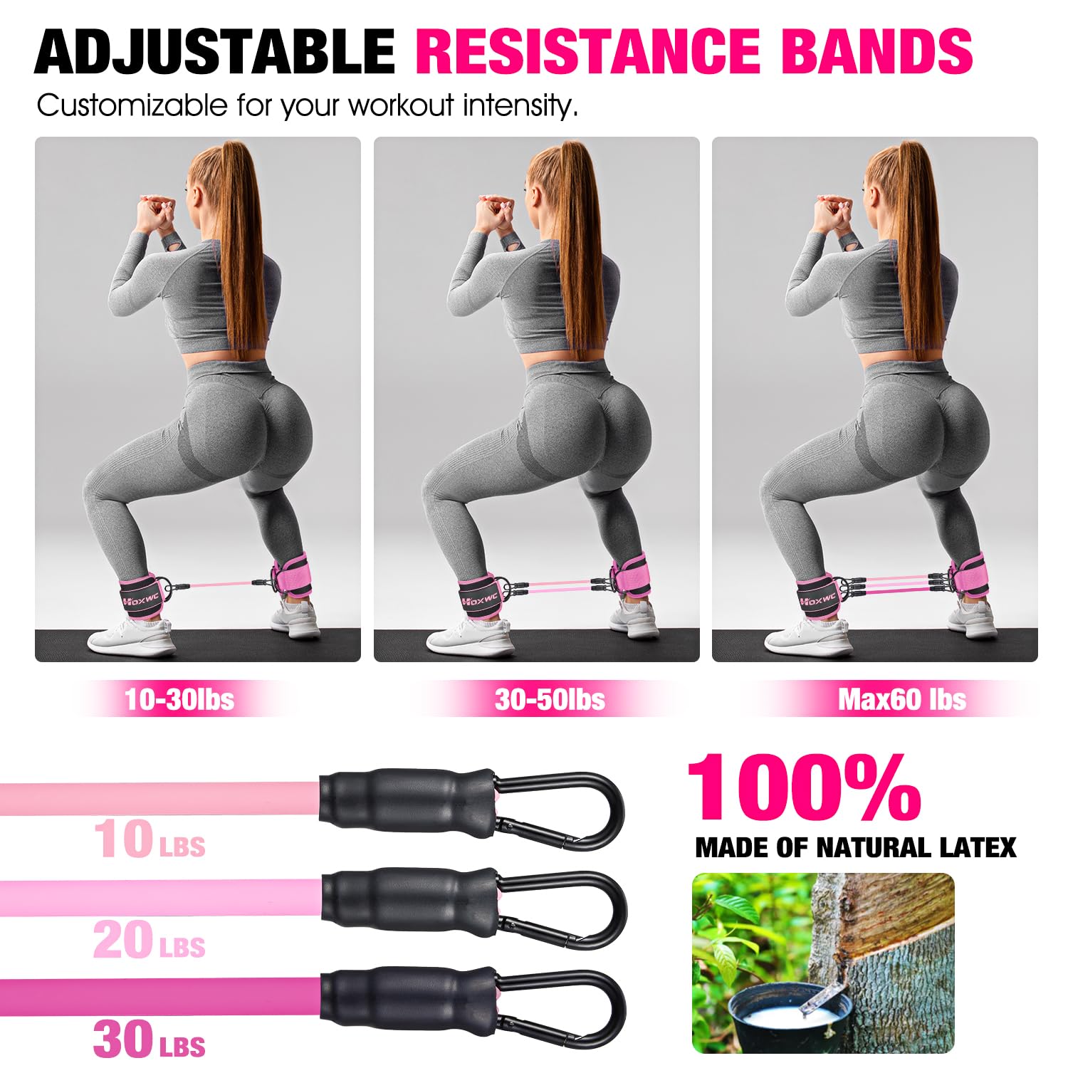 Ankle Resistance Bands with Cuffs, Ankle Bands for Working Out