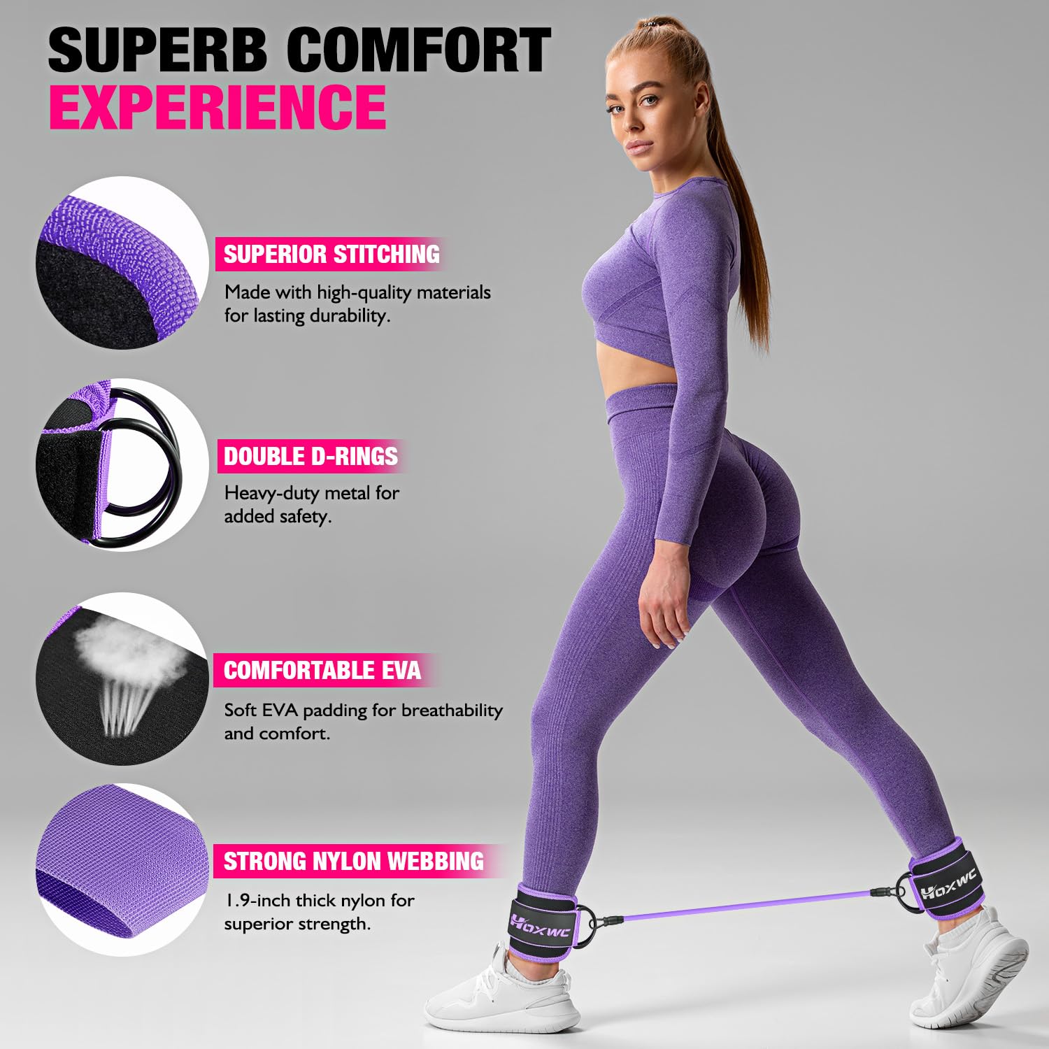 Ankle Resistance Bands with Cuffs, Ankle Bands for Working Out