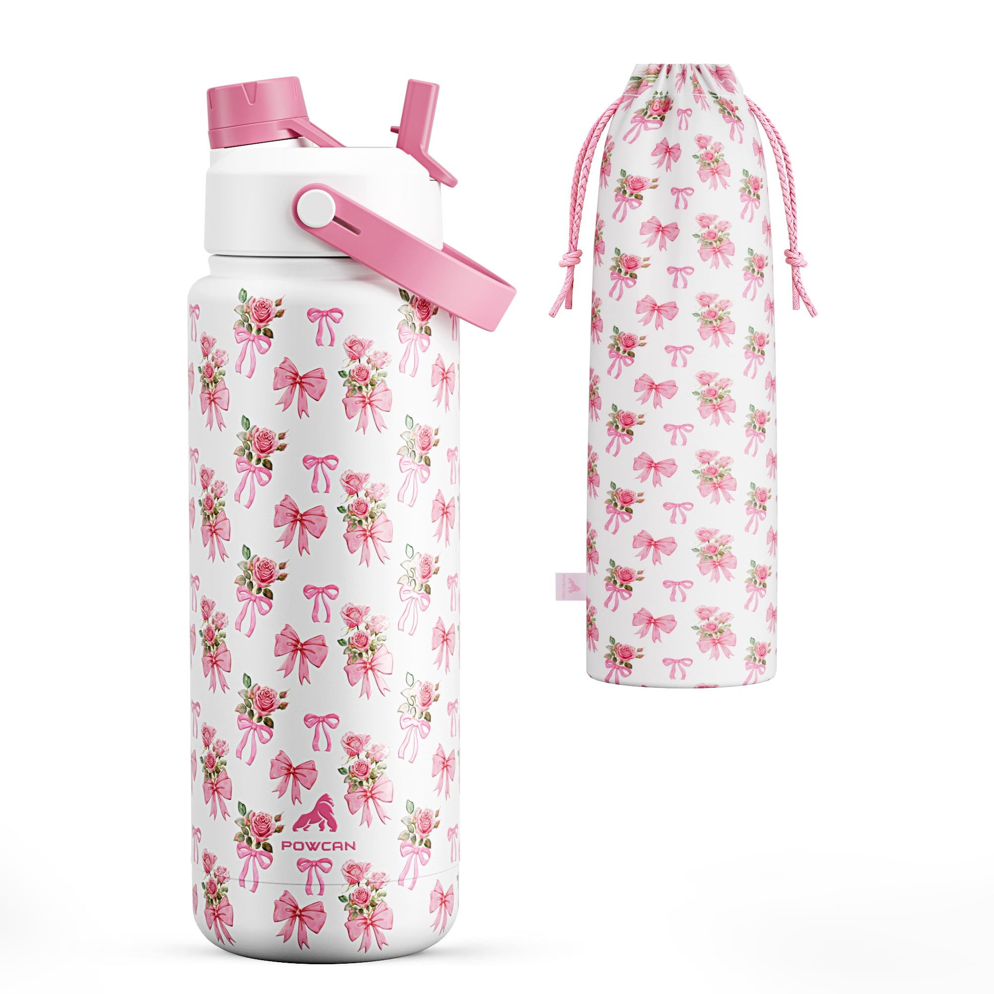 40 oz Insulated Water Bottle with 2-in-1 Straw and Spout Lid (Cotton Candy)