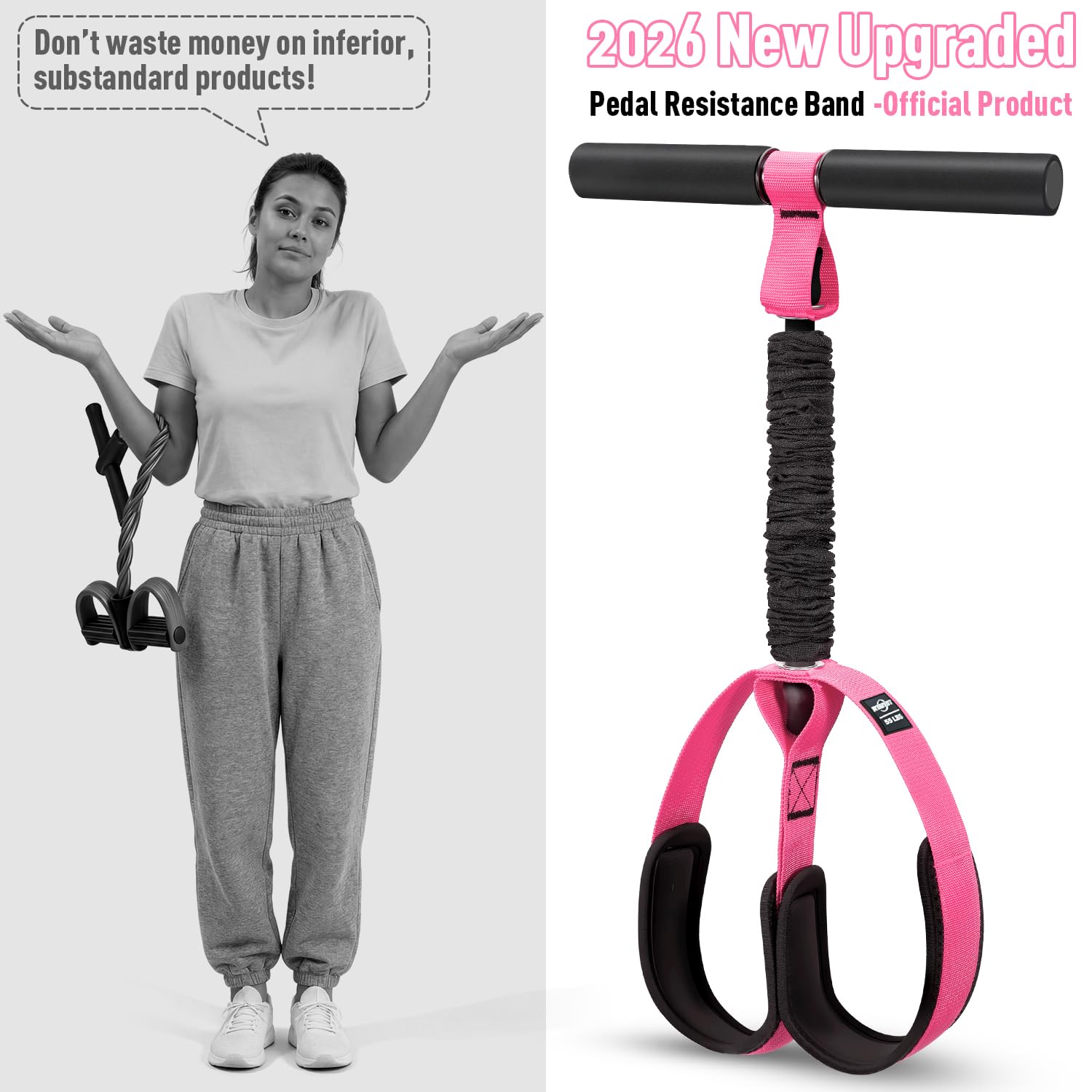 2026 Upgraded Durable Pedal Resistance Band with Handle, Physical Therapy
