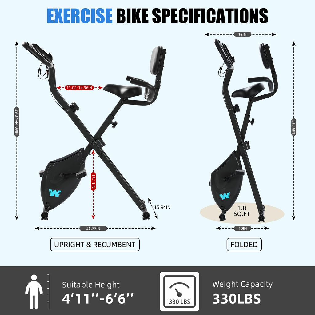 Stationary Exercise Bike for Home Workout, 5 IN 1 Foldable Indoor Cycling Bike