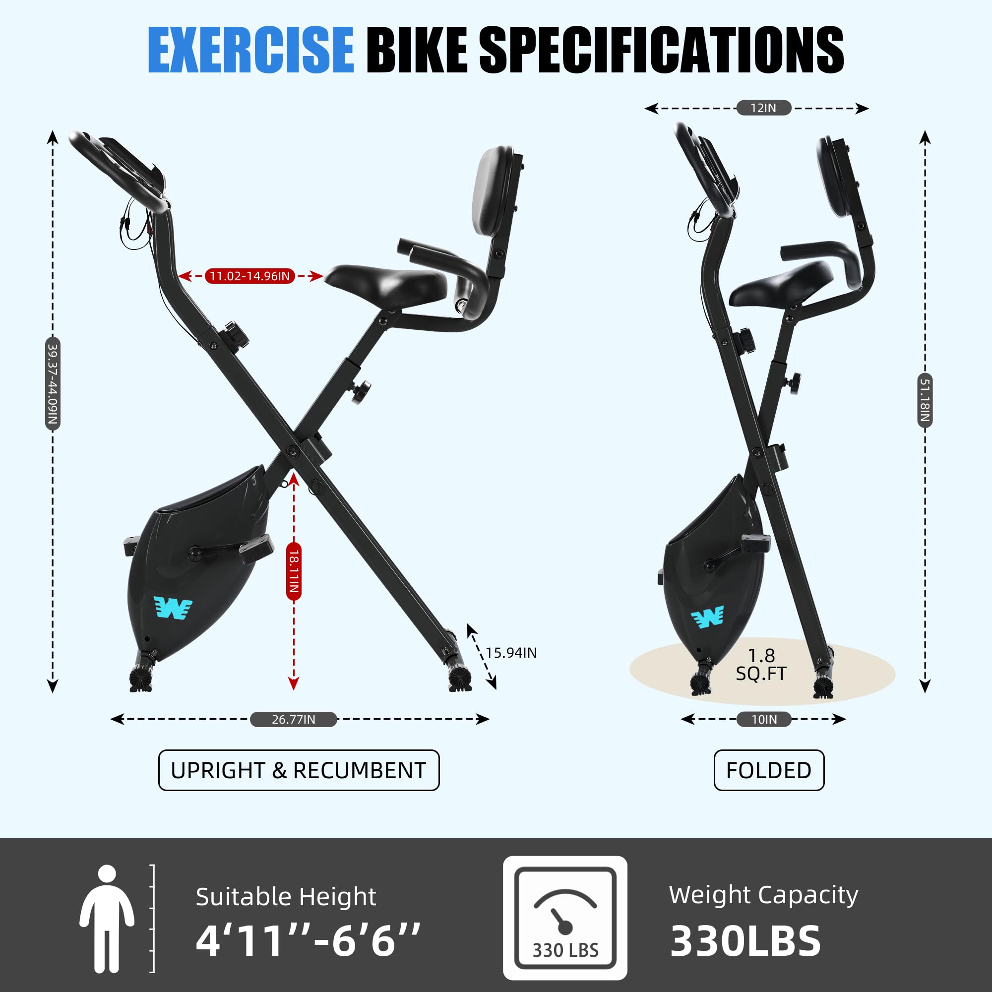 Stationary Exercise Bike for Home Workout, 5 IN 1 Foldable Indoor Cycling Bike