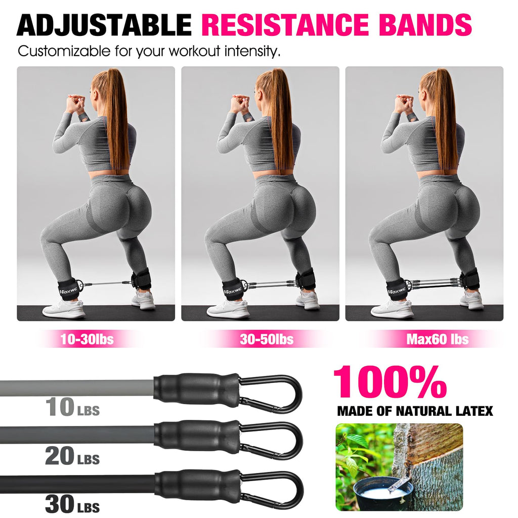 Ankle Resistance Bands with Cuffs, Ankle Bands for Working Out