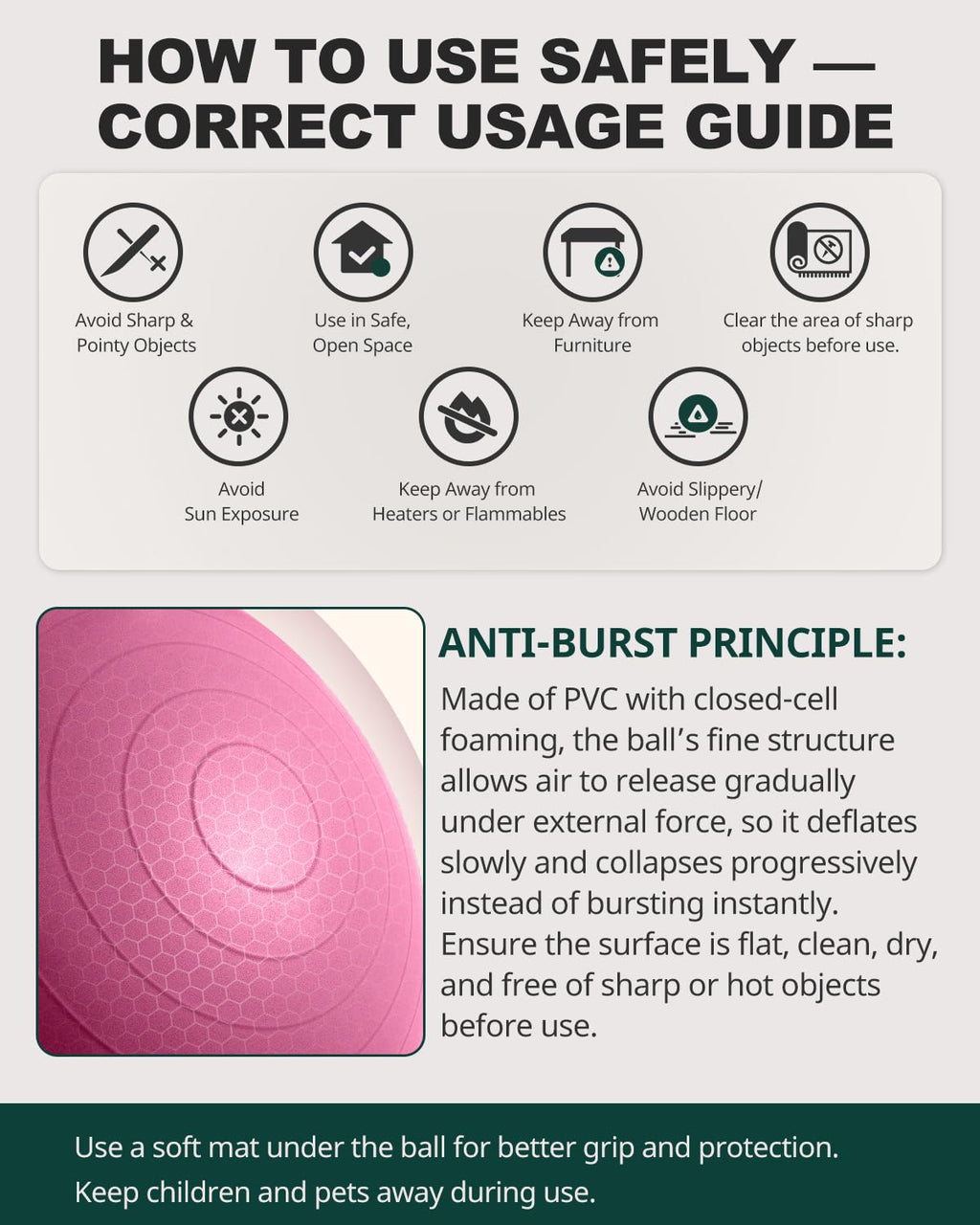 Exercise Ball for Yoga, Pilates & Fitness – Stability Ball Equipment for Home Gym & Office