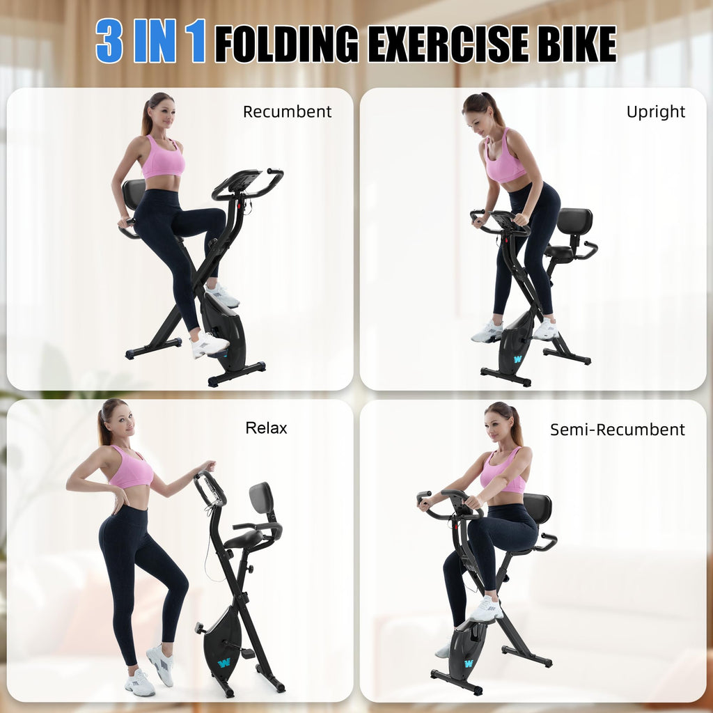 Stationary Exercise Bike for Home Workout, 5 IN 1 Foldable Indoor Cycling Bike