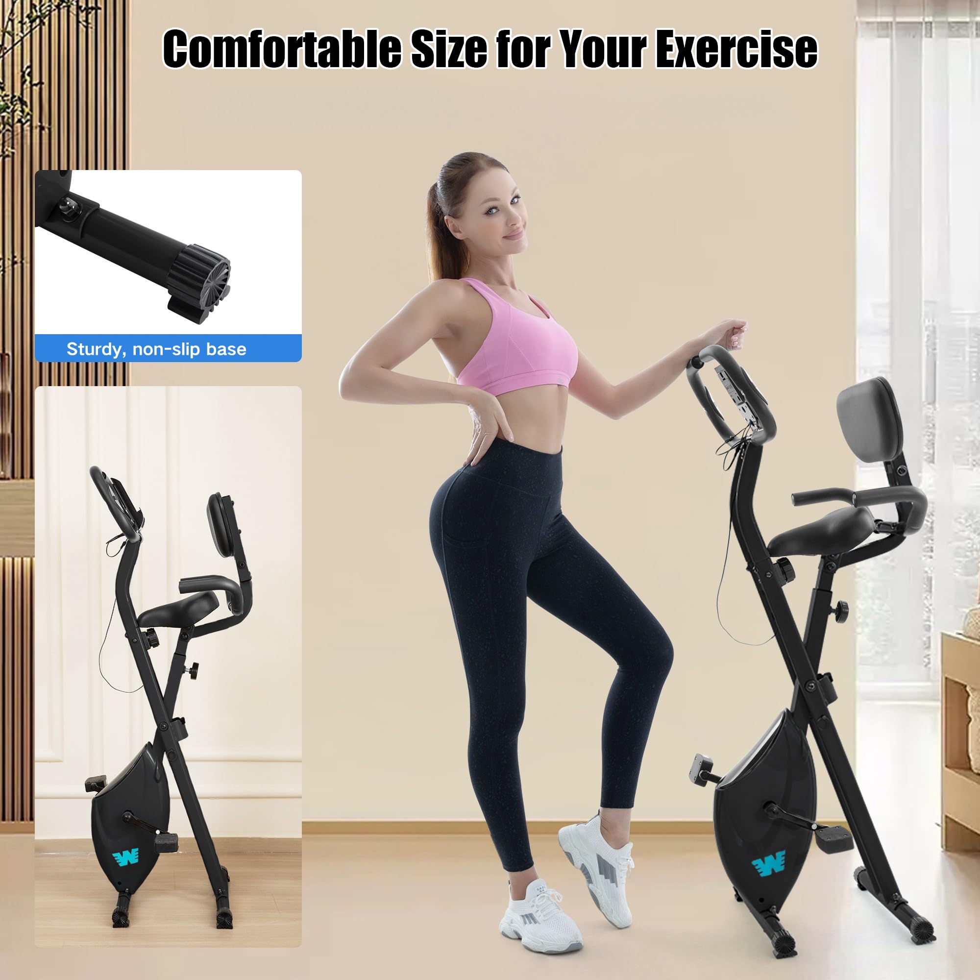 Stationary Exercise Bike for Home Workout, 5 IN 1 Foldable Indoor Cycling Bike