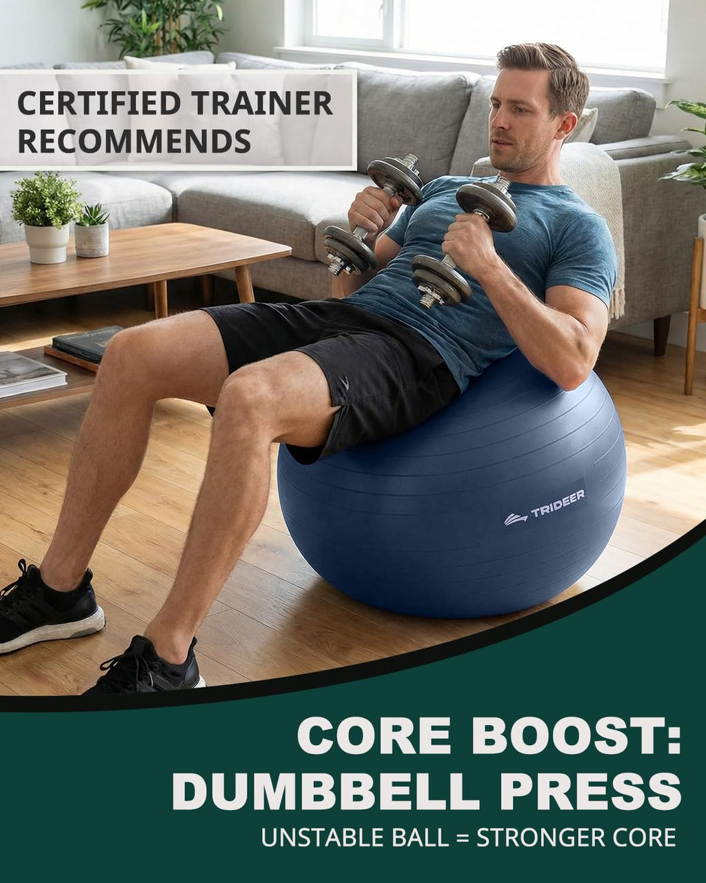 Exercise Ball for Yoga, Pilates & Fitness – Stability Ball Equipment for Home Gym & Office
