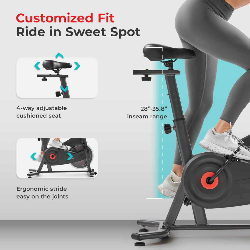 Fitness Smart Magnetic Indoor Cycling Bike, Stationary Exercise Cardio Equipment, Free SunnyFit Training App