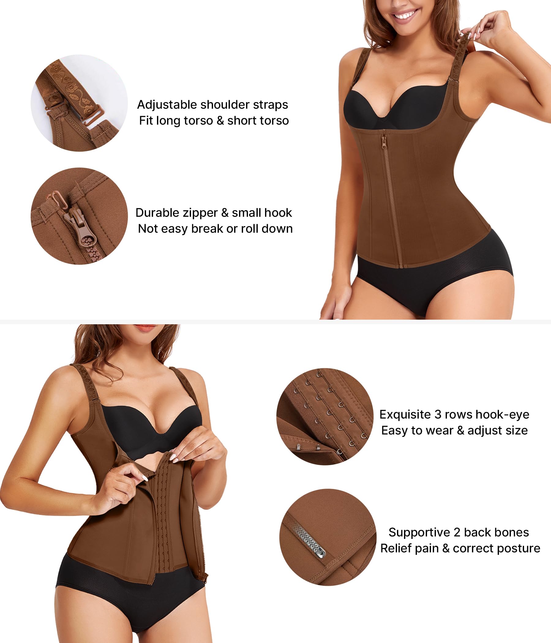 Waist Trainer for Women Corset Shapewear with Zipper