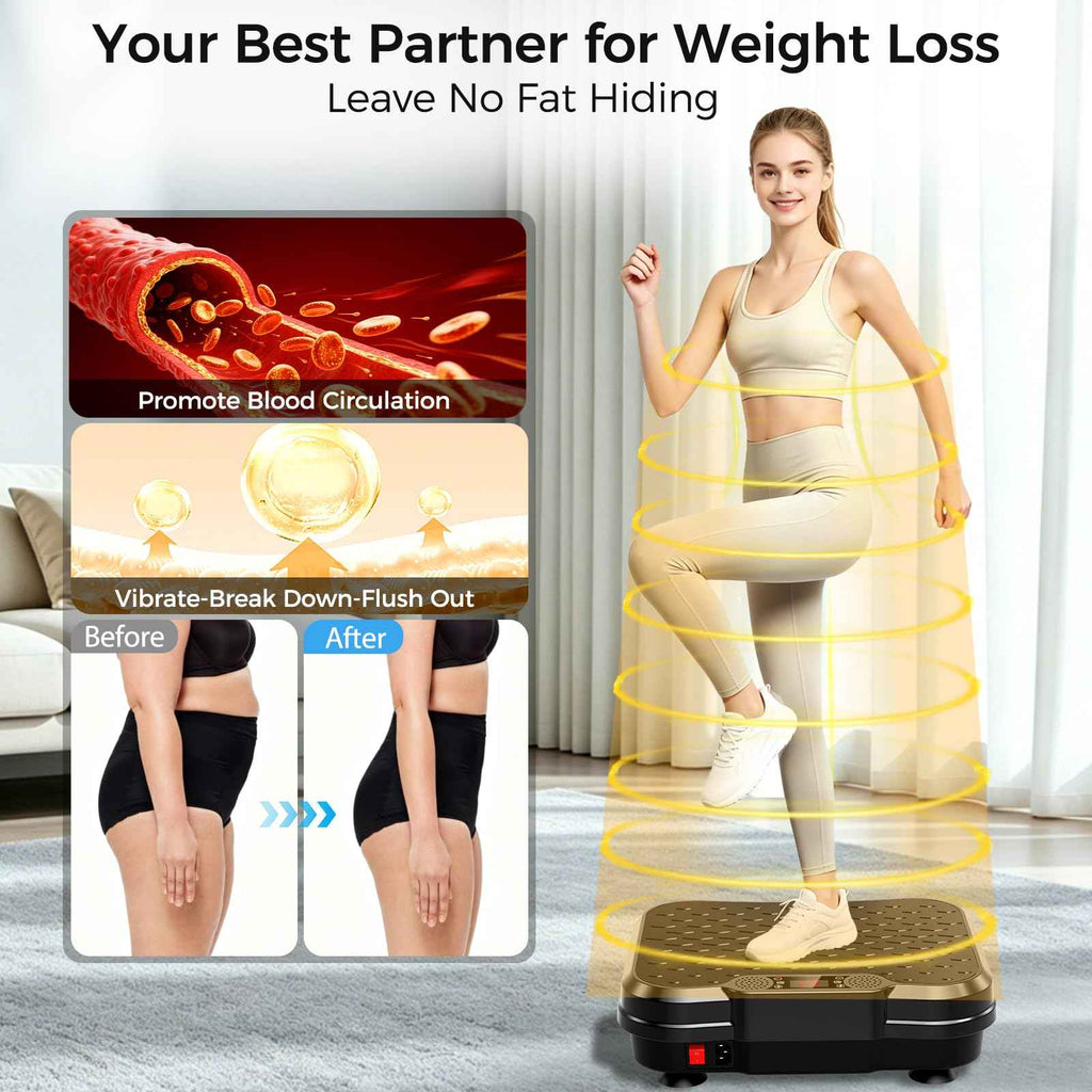 Vibration Plate Exercise Machine, Curved Vibration Plate for Lymphatic Drainage Weight Loss