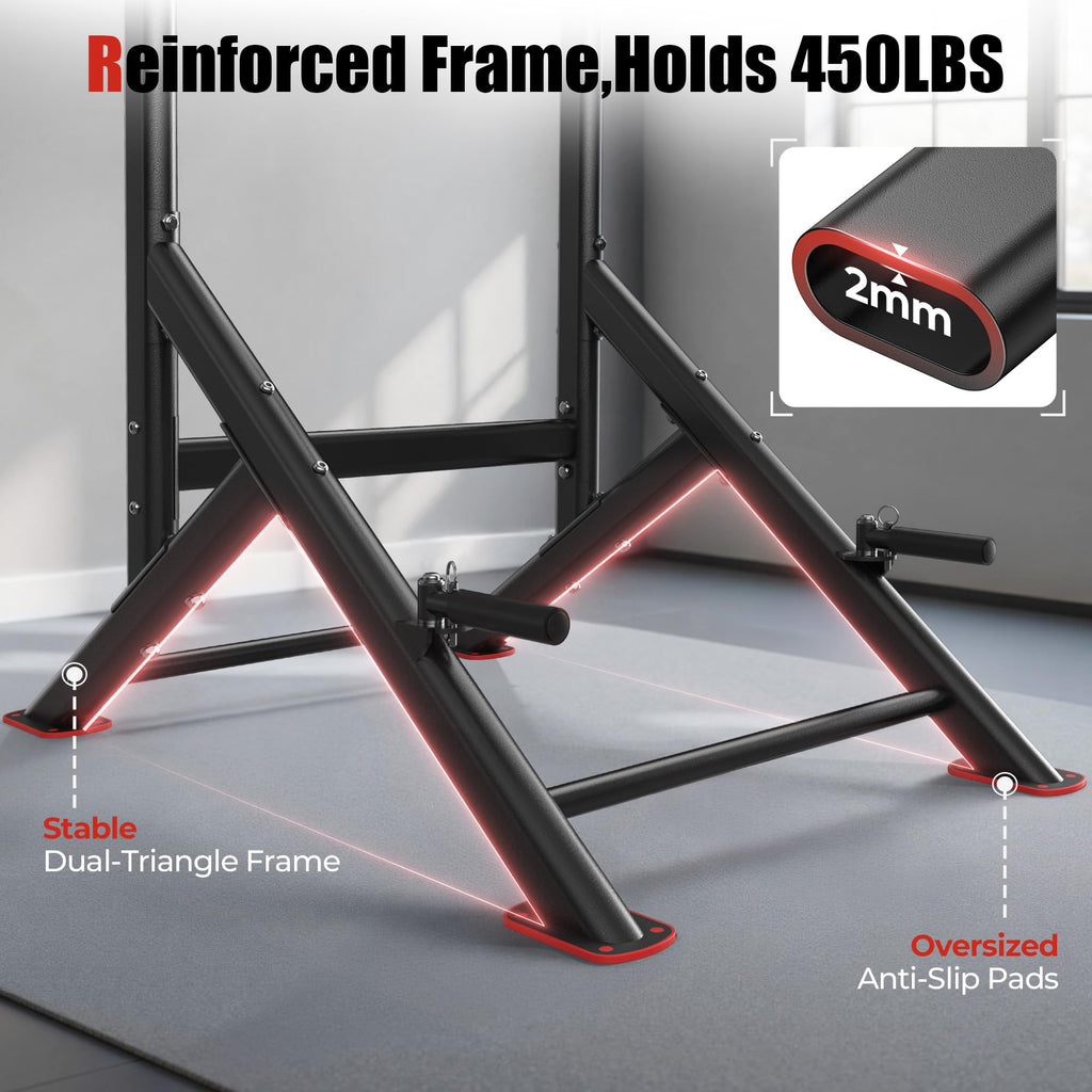 Pull Up Bar Station, 450LBS Stable Pull Up Dip Station for Home Gym Strength Training Equipment | FED Fitness
