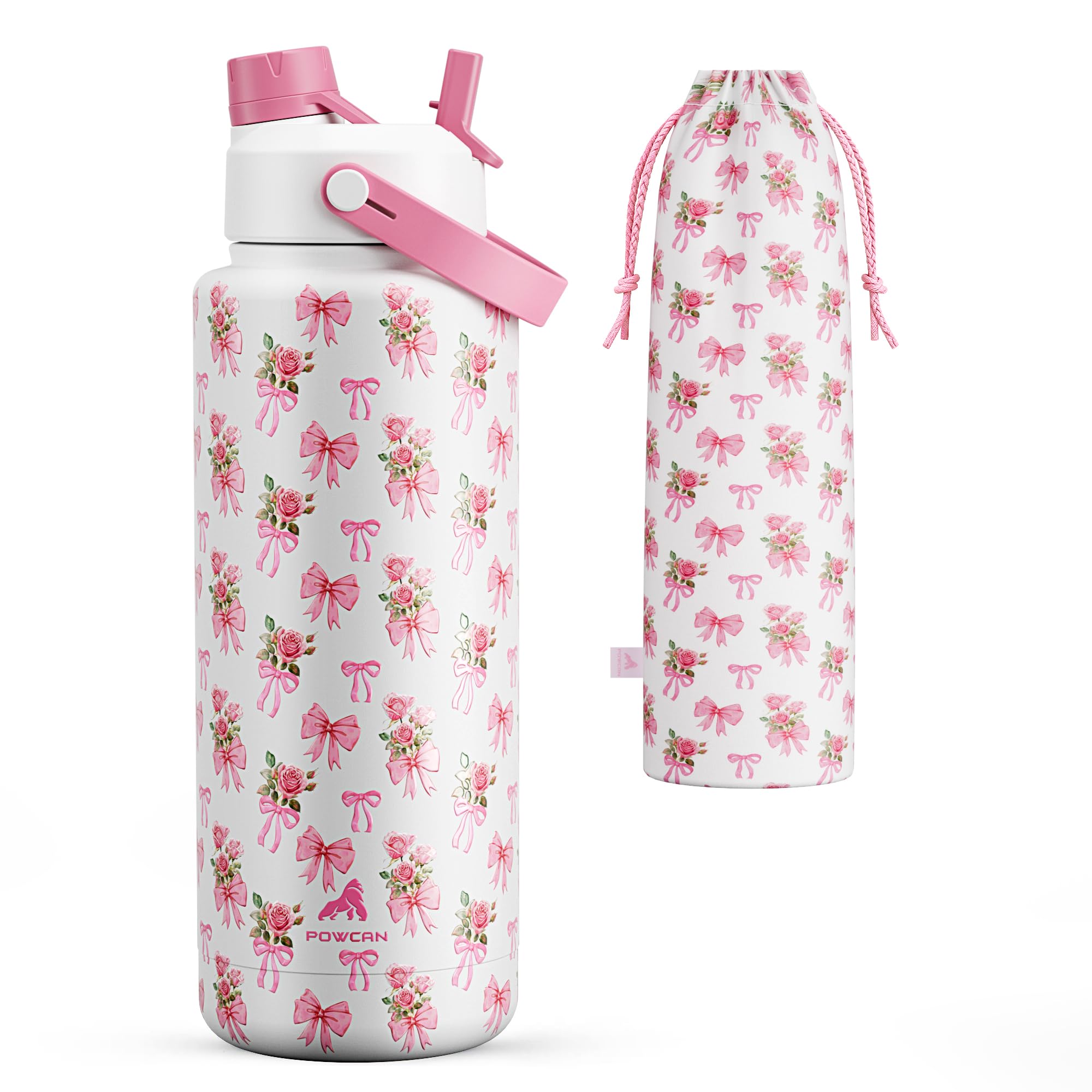 40 oz Insulated Water Bottle with 2-in-1 Straw and Spout Lid (Cotton Candy)