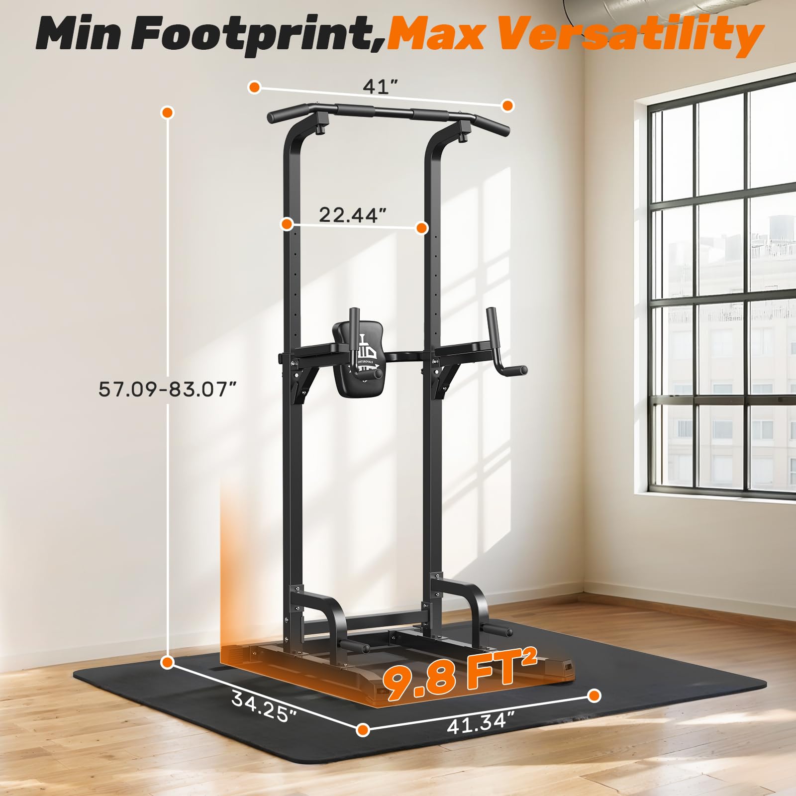Pull Up Bar Station, 450LBS Stable Pull Up Dip Station for Home Gym Strength Training Equipment | FED Fitness